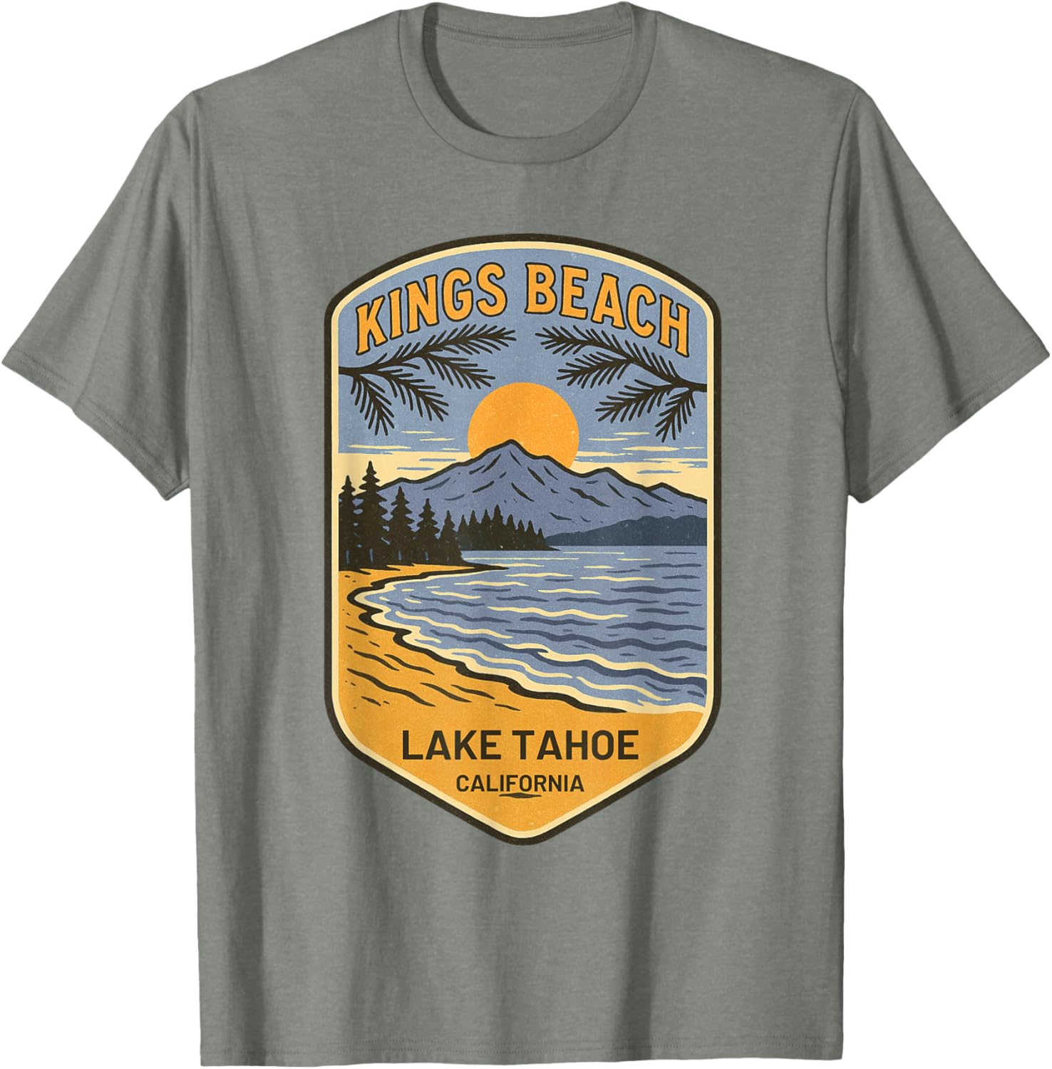 Retro Kings Beach Lake Tahoe T-Shirt Vintage Art Souvenir Apparel - 12