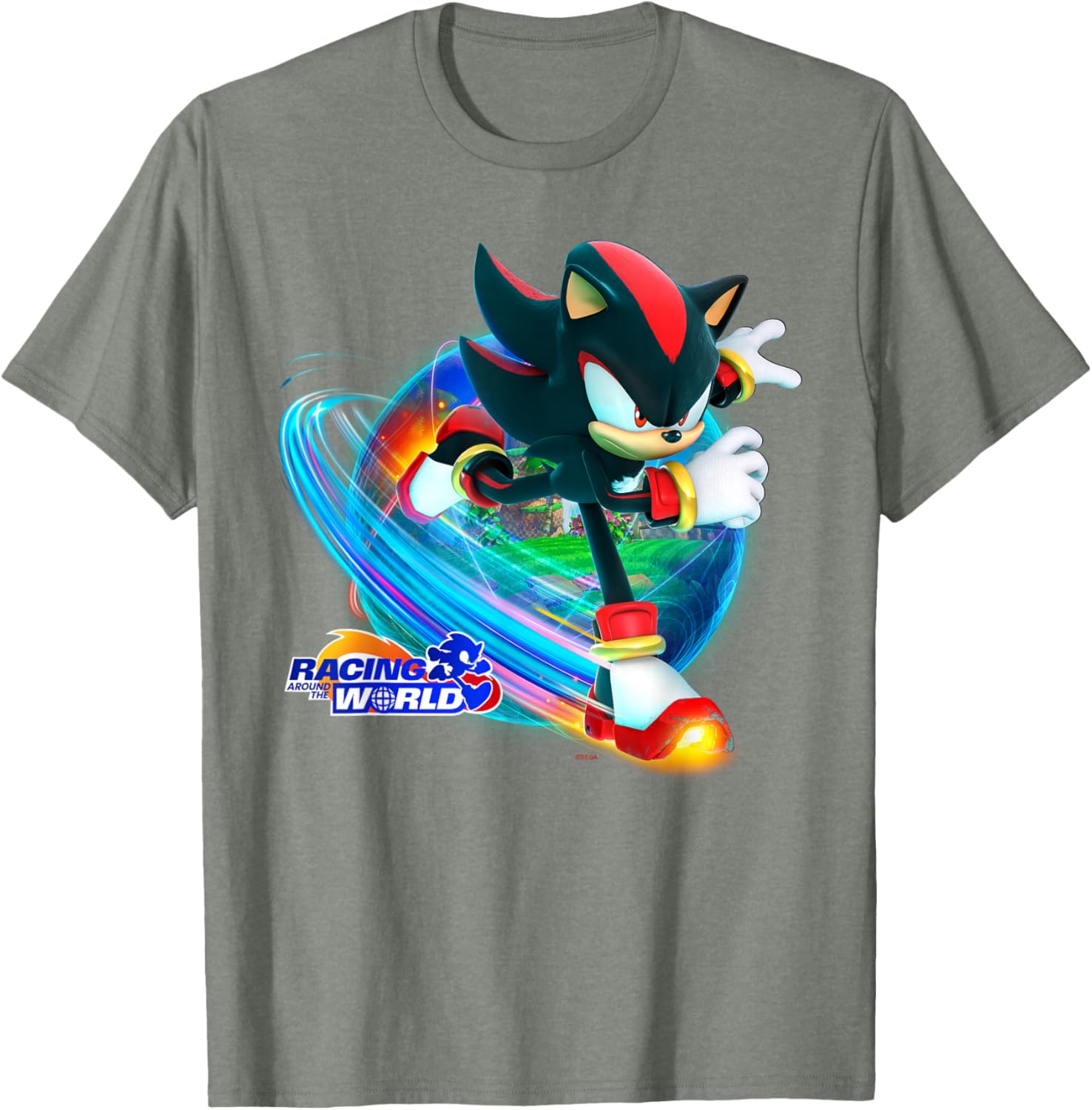 Sonic the Hedgehog Racing Around the World Shadow T-Shirt for Fans - 13