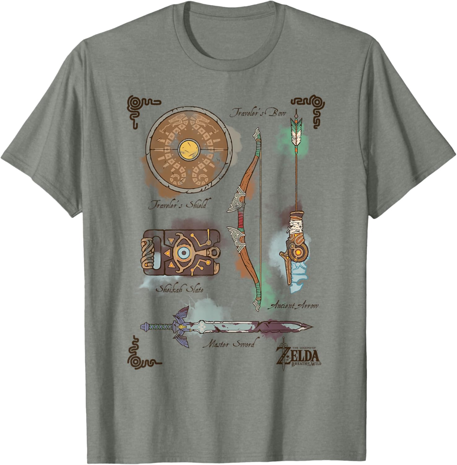 Zelda Breath of the Wild Link Inventory Graphic T-Shirt for Fans - 2