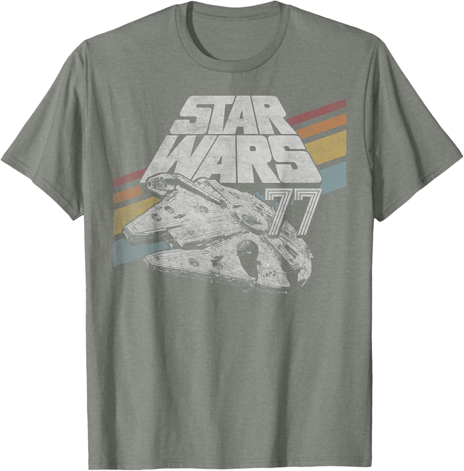 Retro Star Wars Millennium Falcon T-Shirt with Diagonal Stripes for Fans - 2