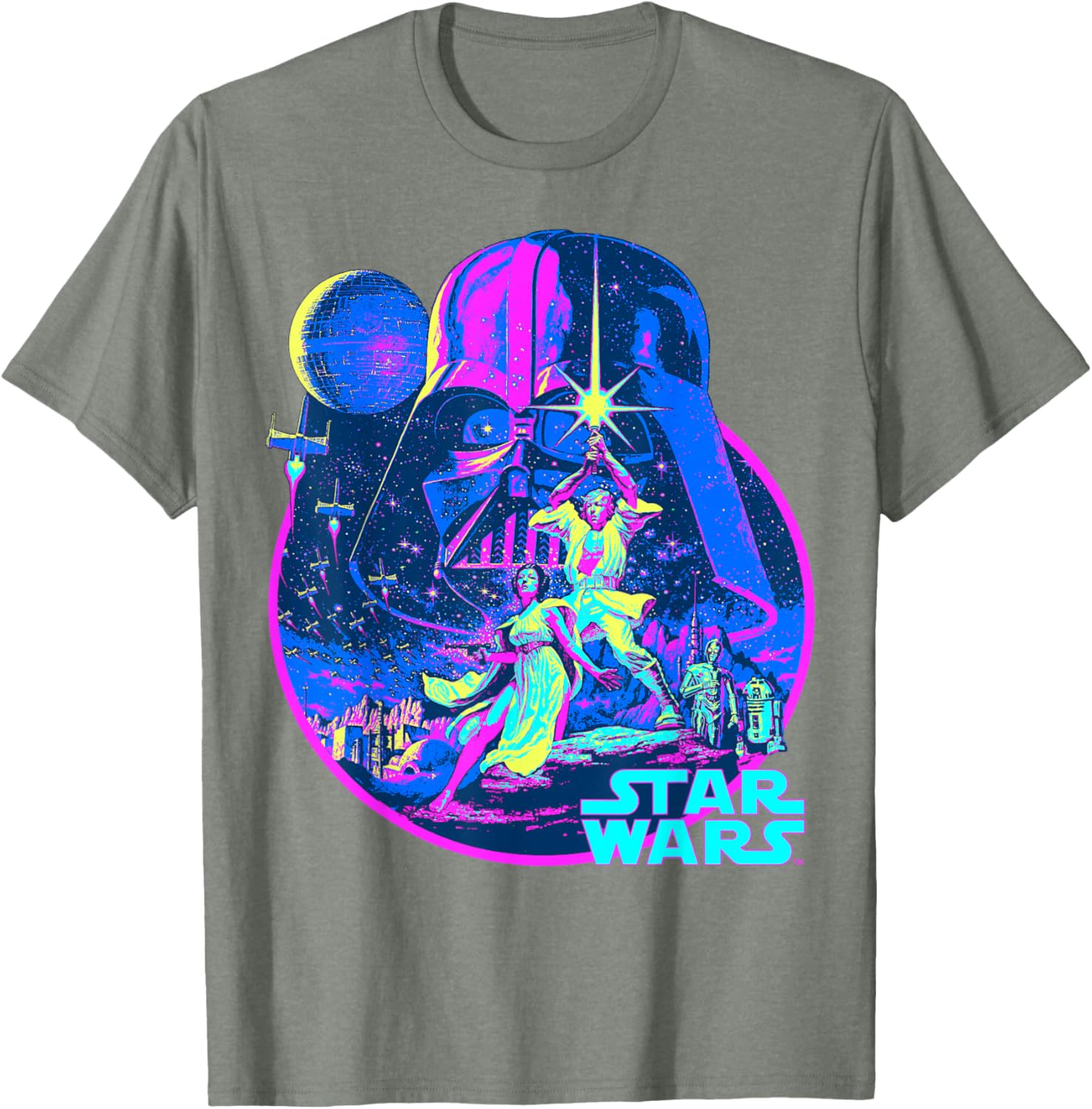 Star Wars Neon Poster T-Shirt for Fans of Disney Classic Adventure - 15