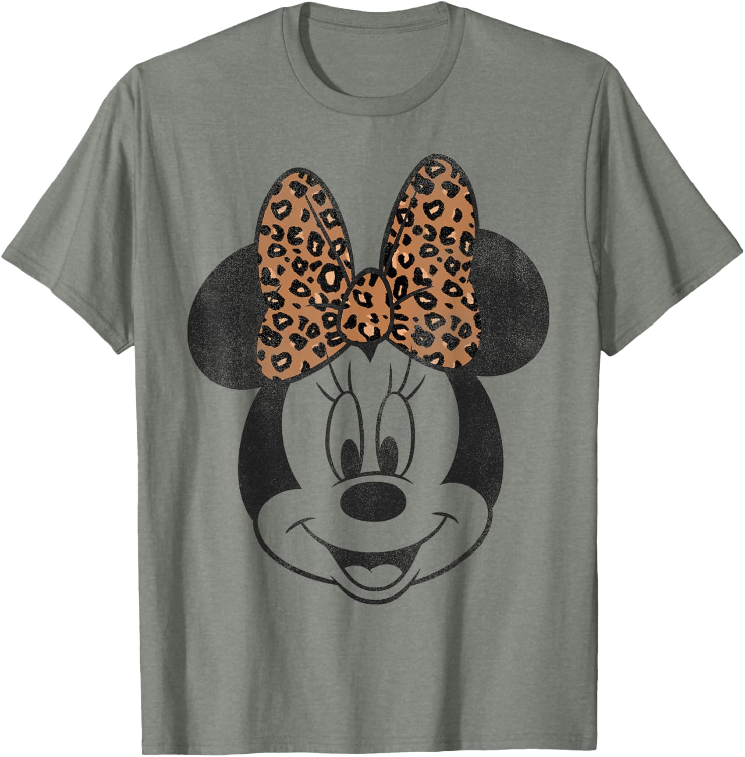 Vintage Disney Minnie Mouse Distressed Leopard Bow T-Shirt for Women - 1