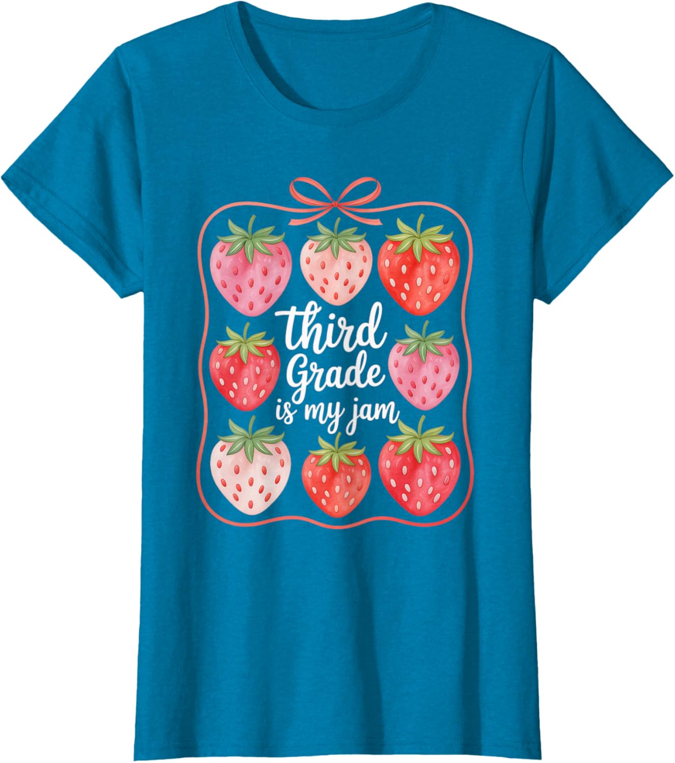 Cute Strawberry Teacher Back to School T-Shirt for Third Grade Fun - 11