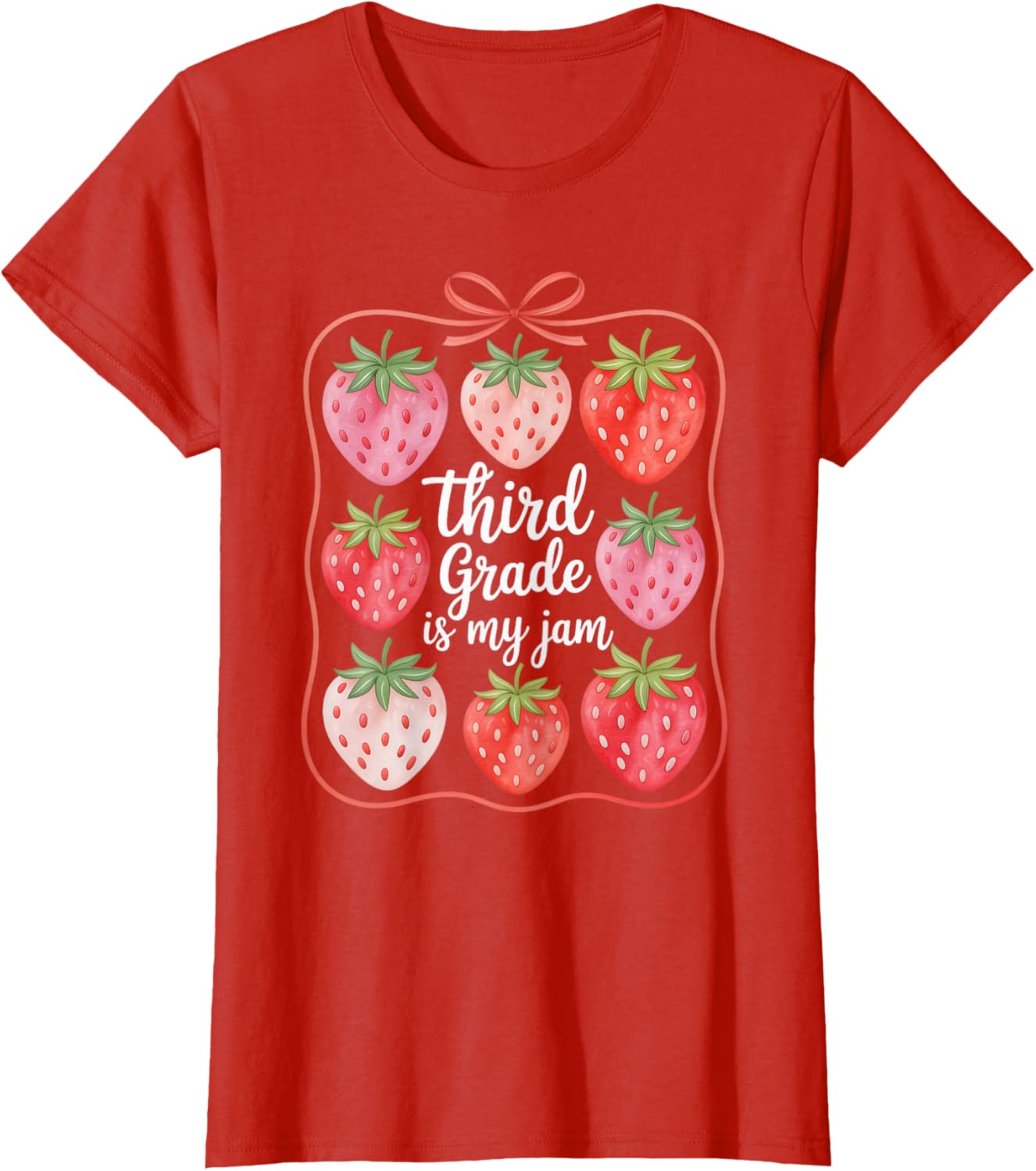 Cute Strawberry Teacher Back to School T-Shirt for Third Grade Fun - 4