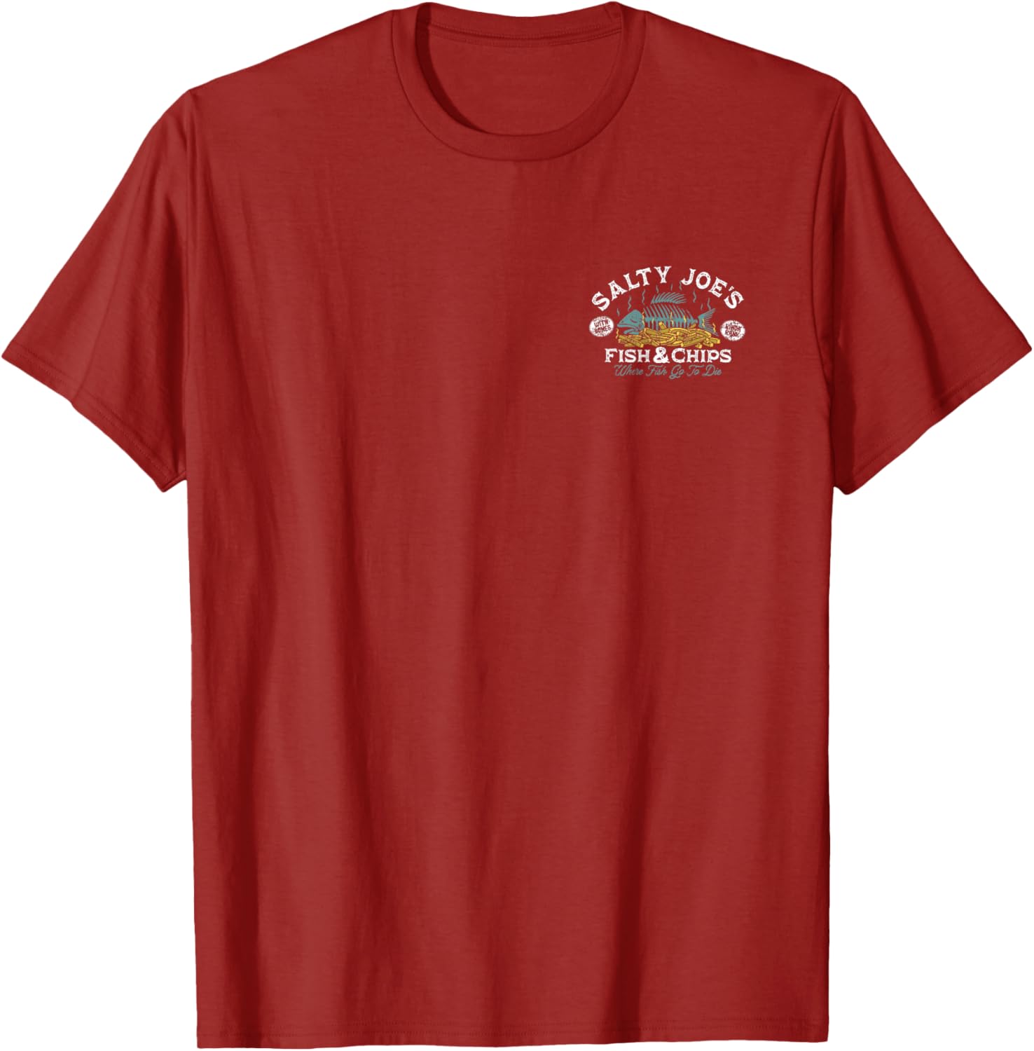 Salty Joe's Fish and Chips Logo Graphic T-Shirt for Casual Style Fans - 12
