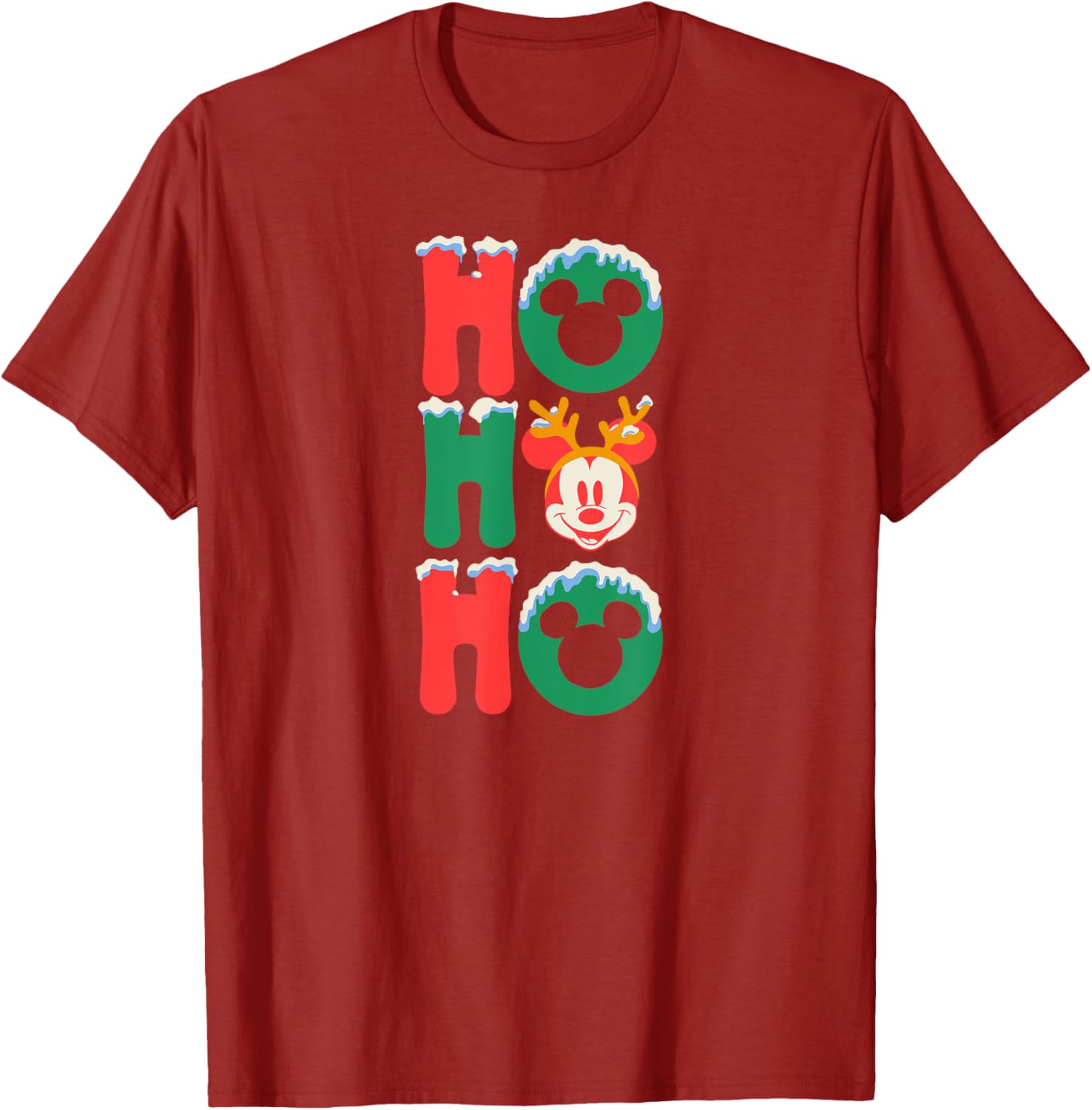 Mickey Mouse Ho Ho Ho Antlers Christmas T-Shirt for Men, Black Small - 7