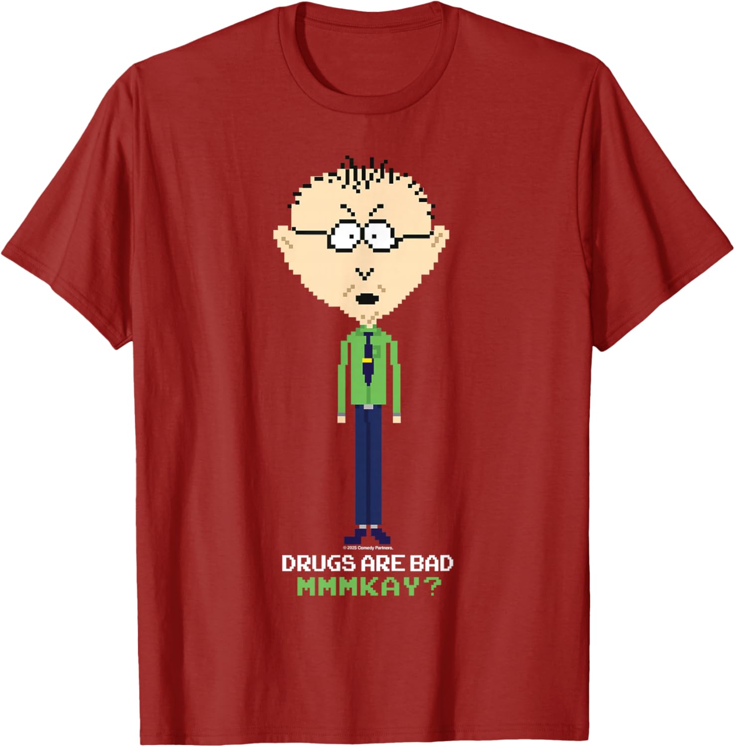 South Park Mr Mackey Drugs Are Bad Pixelated Graphic T-Shirt for Fans - 4