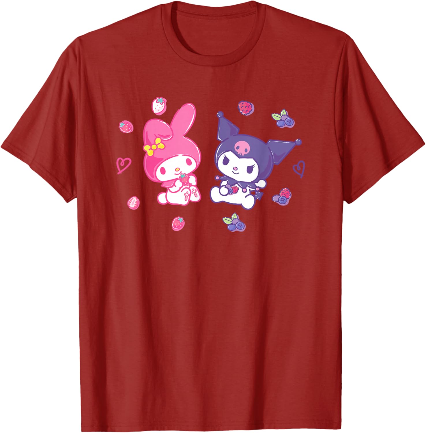 Sanrio Kuromi and My Melody Berry T-Shirt for Kids, Small Black Design - 3