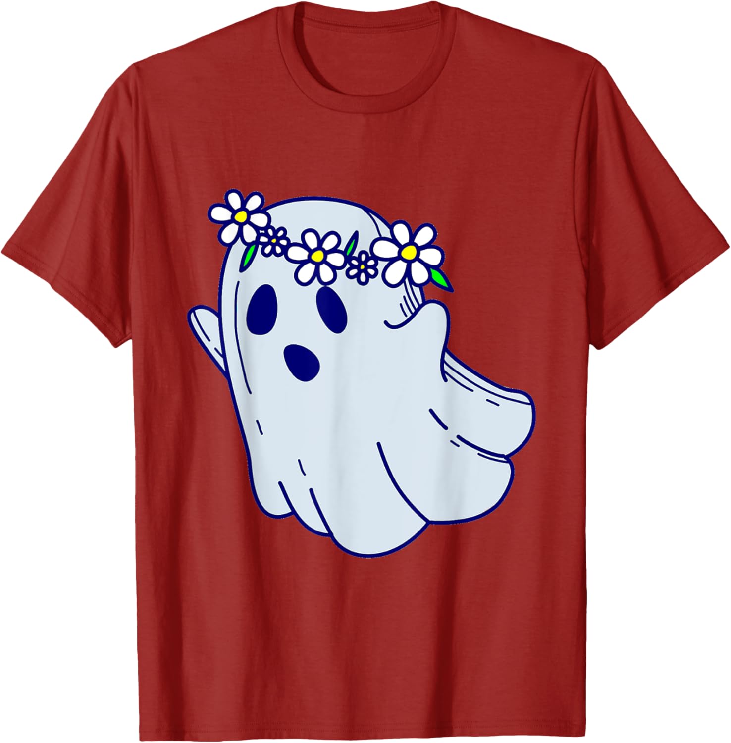 Groovy Halloween Ghost Boho Floral 1960s Goth T-Shirt for Spooky Style - 24