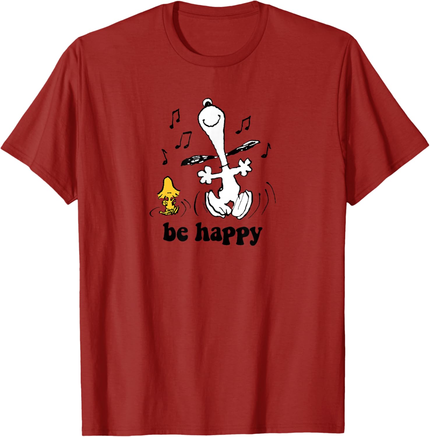 Peanuts Snoopy Woodstock Be Happy Dance T-Shirt Fun Graphic Tee - 7