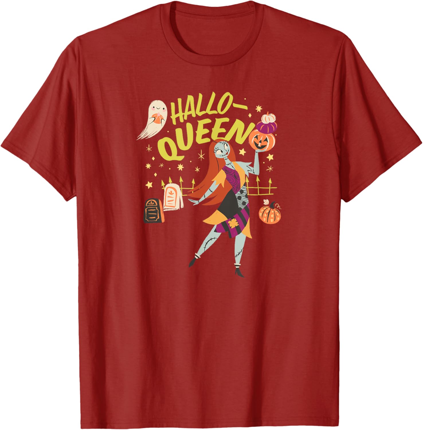 Men's Nightmare Before Christmas Sally Hallo-Queen T-Shirt in Black - 4