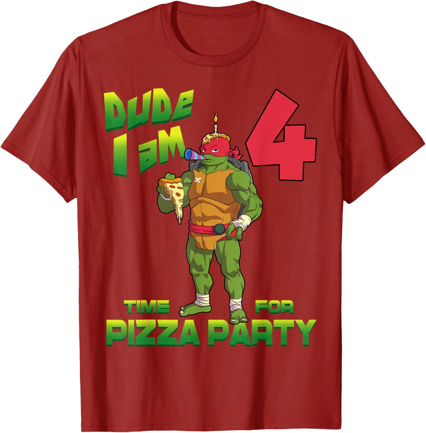 TMNT Raph Pizza Birthday Party T-Shirt for 4 Year Olds - Fun Kid's Clothing - 14