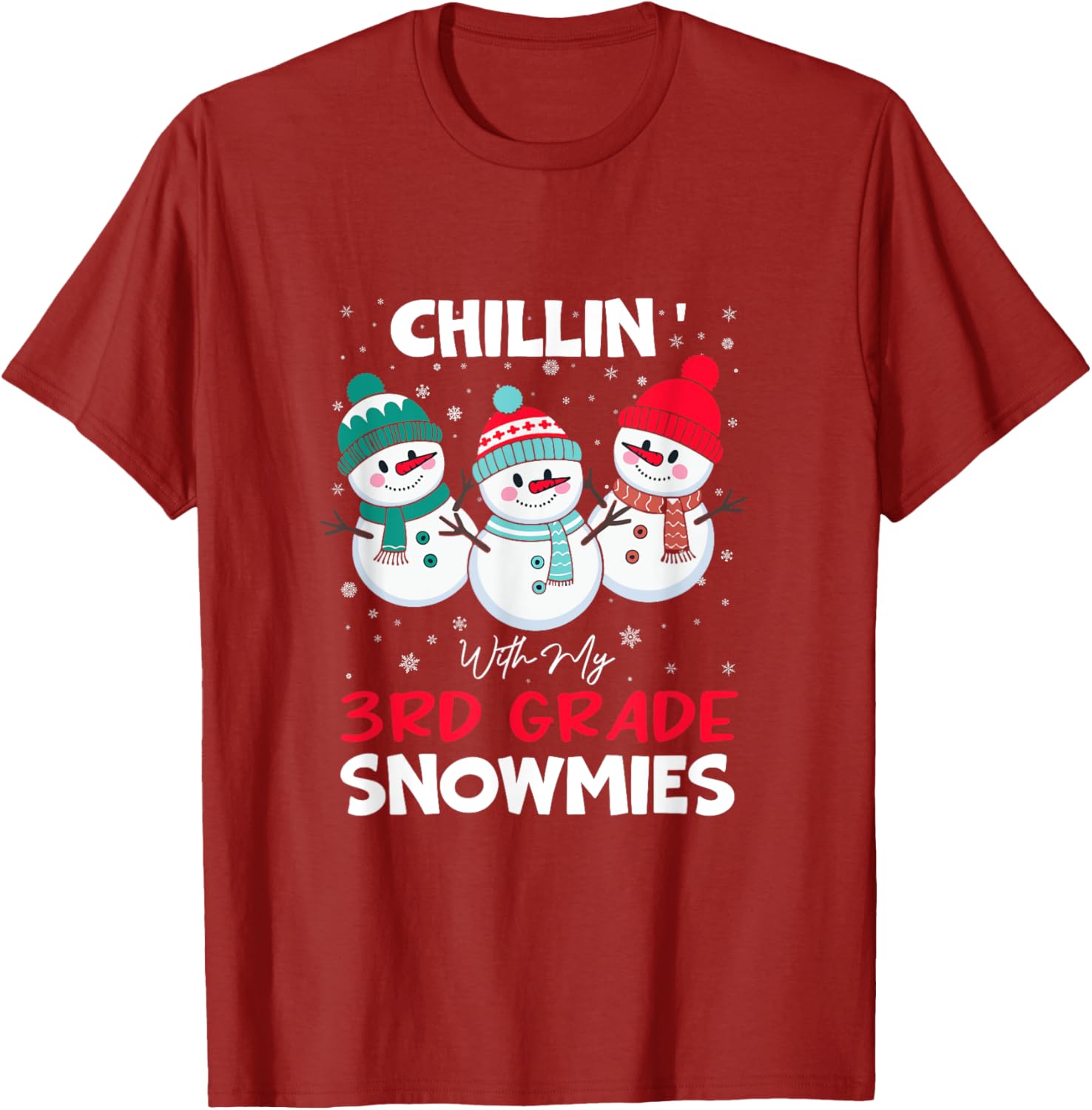 Chillin With My 3rd Grade Snowmies T-Shirt for Kids Fun Winter Wear - 12