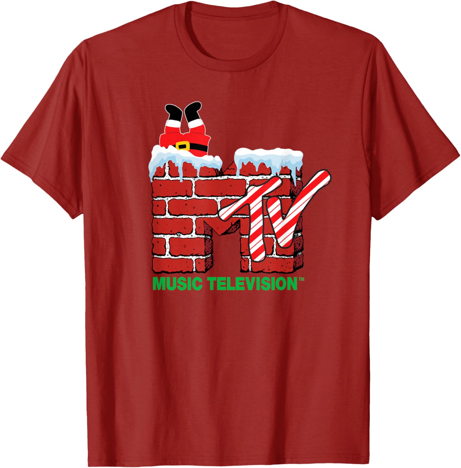 MTV Christmas Santa Claus Chimney Vintage T-Shirt for Holiday Cheer - 19