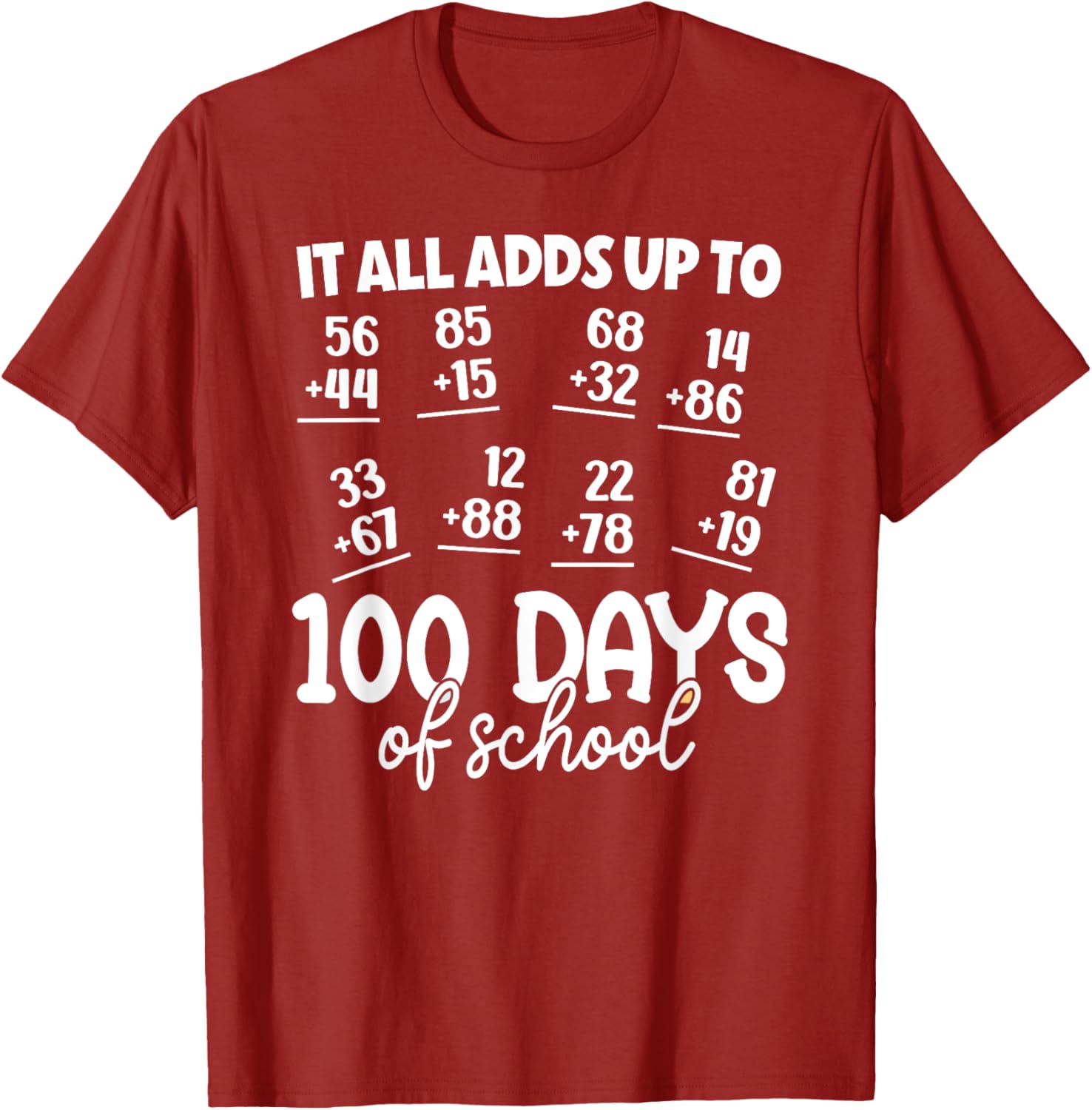 100th Day of School Math Equation T-Shirt for Kids' Celebration - 2