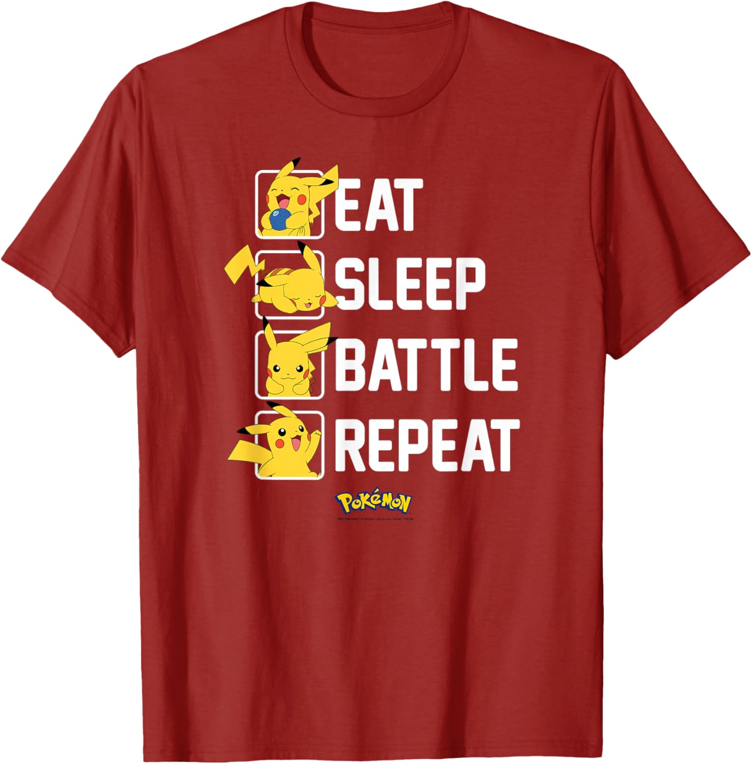 Pikachu Eat Sleep Battle Repeat T-Shirt for Pokémon Fans and Gamers - 11