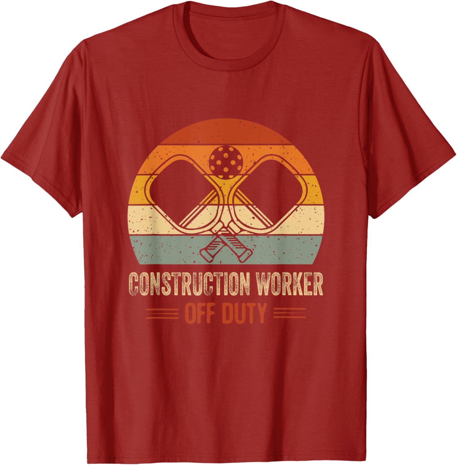 Vintage Sunset Off Duty Construction Worker Pickleball T-Shirt Fun Design - 8