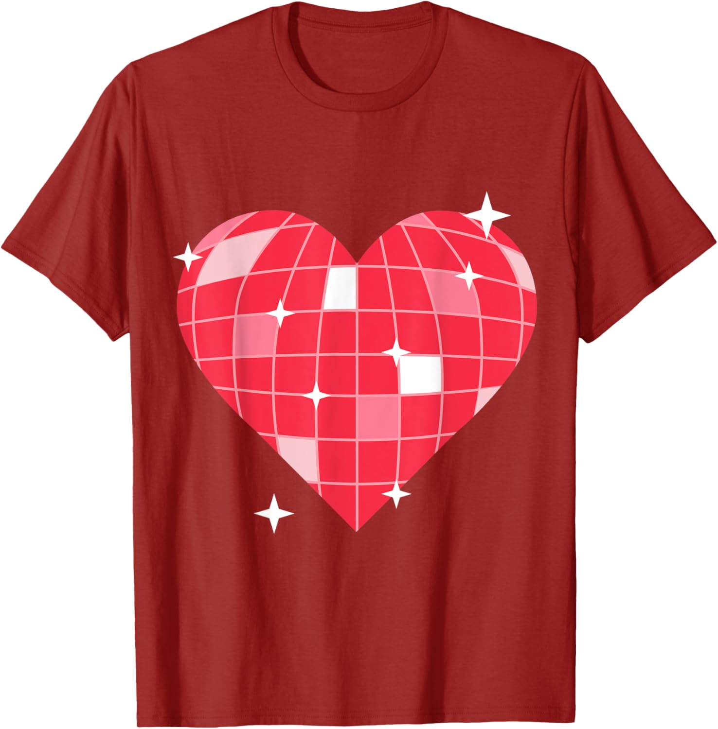 Retro 1970s Pink Heart Disco Ball T-Shirt for Vintage Lovers - 24