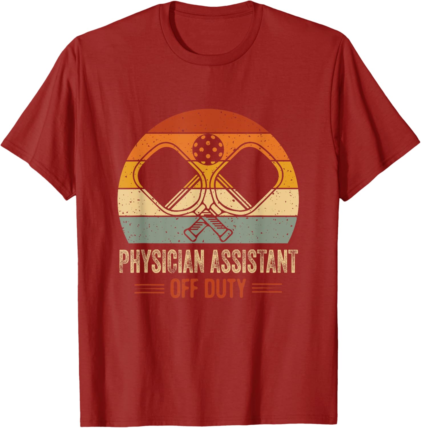 Vintage Sunset Off Duty Physician Assistant Pickleball T-Shirt for Fun - 7