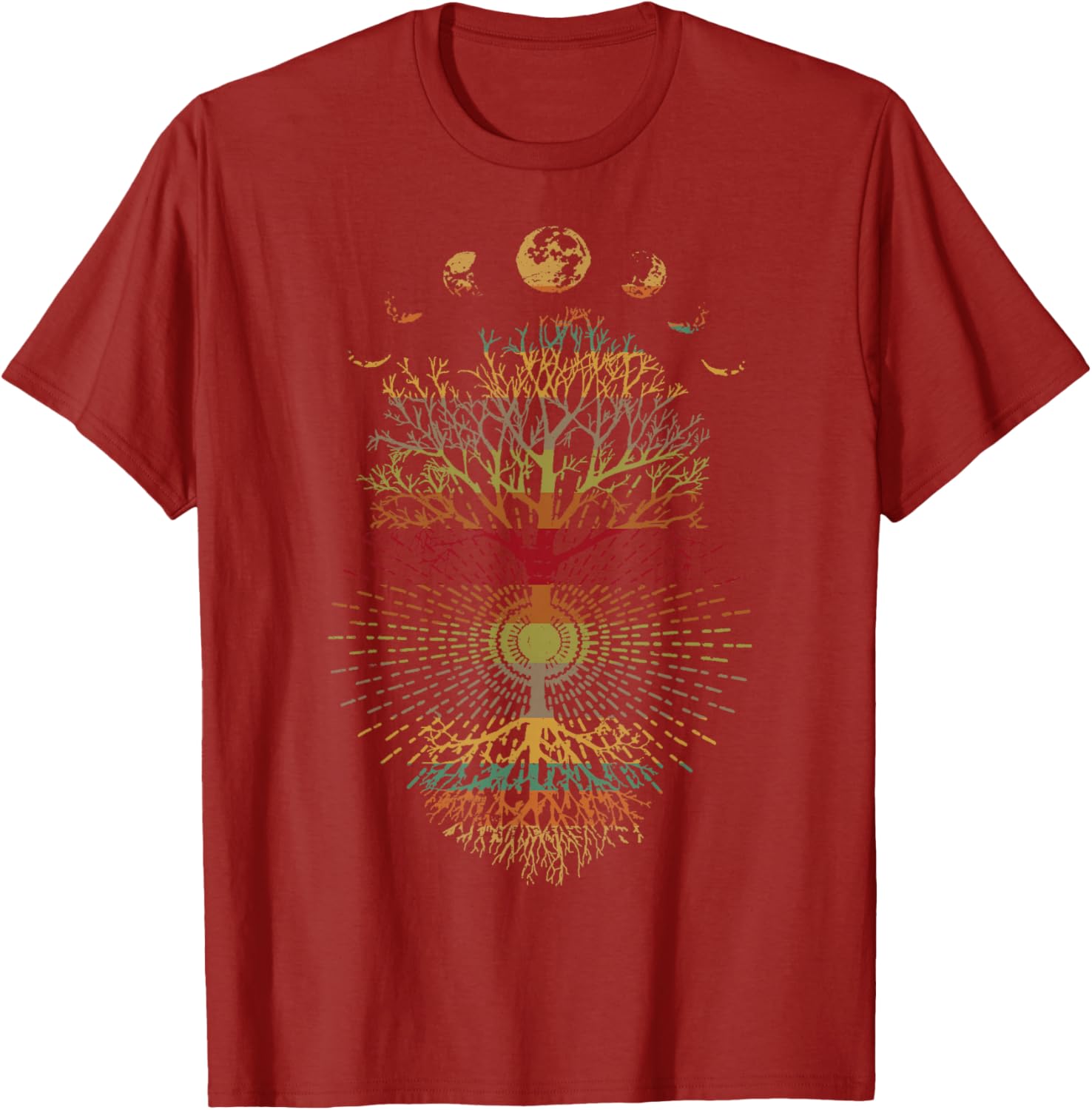 Phases of the Moon Retro Tree of Life T-Shirt 60s 70s Vibe - 6