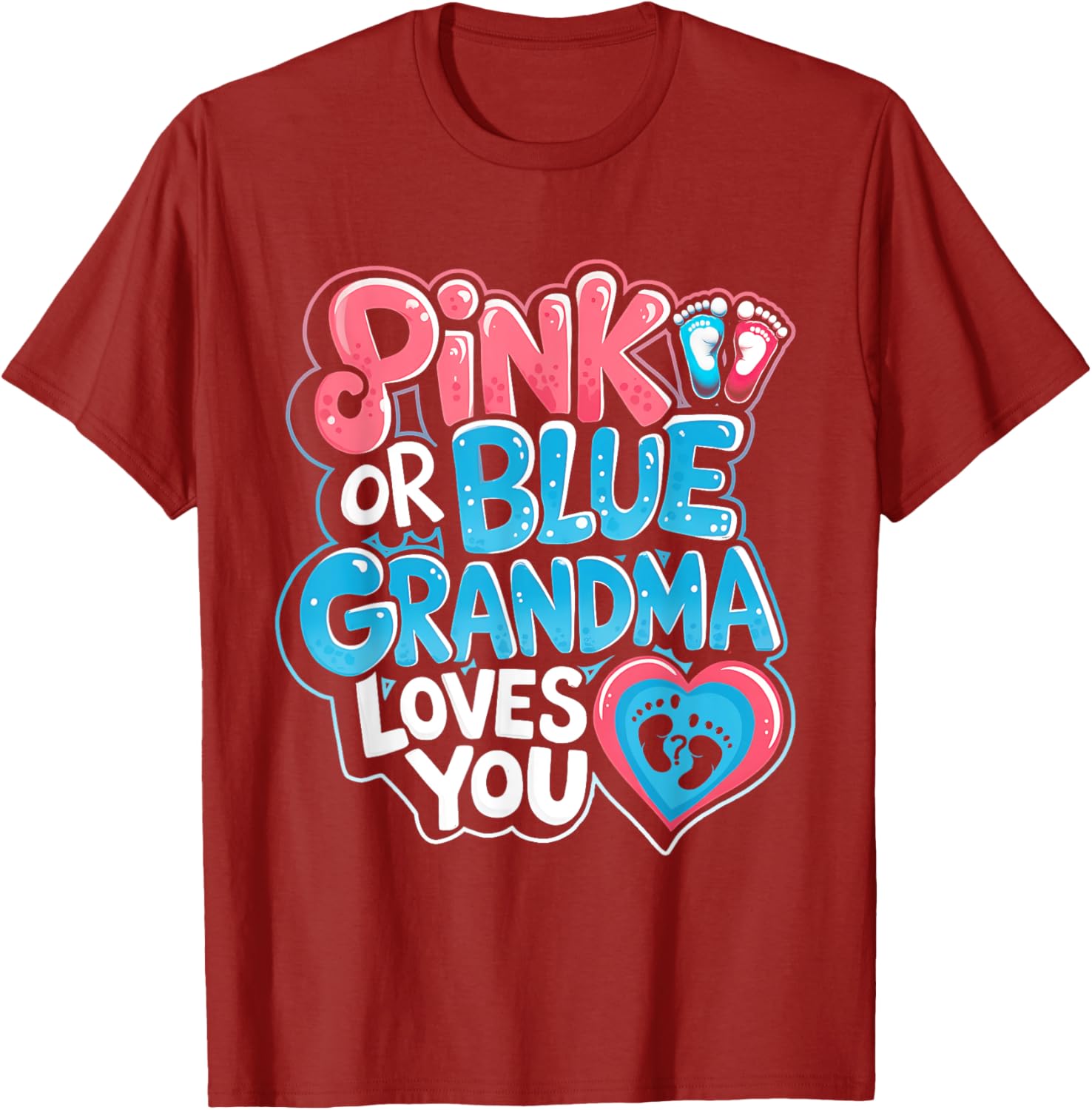 Pink or Blue Grandma Loves You Gender Reveal Party T-Shirt for Fun Celebrations - 12