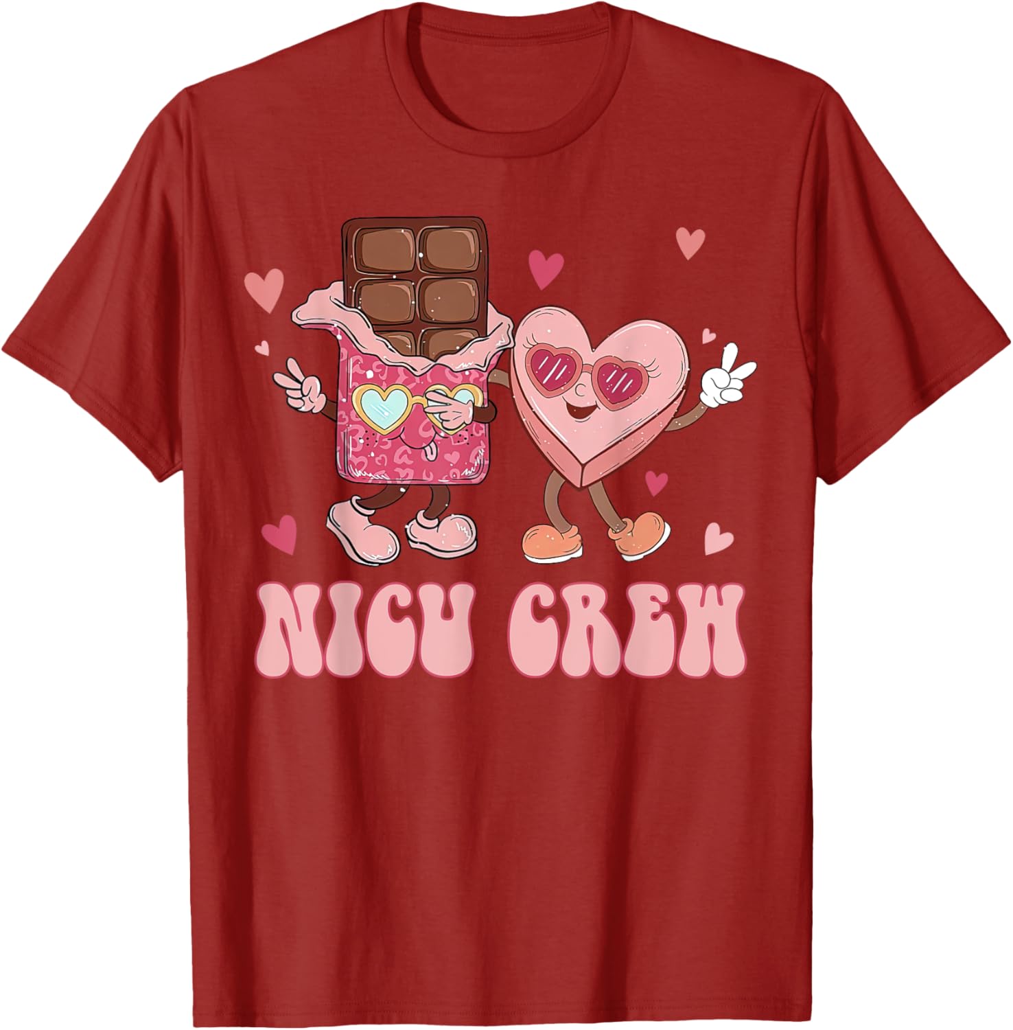 Retro NICU Crew Valentine's Day T-Shirt for Nurses with Cute Heart Design - 13