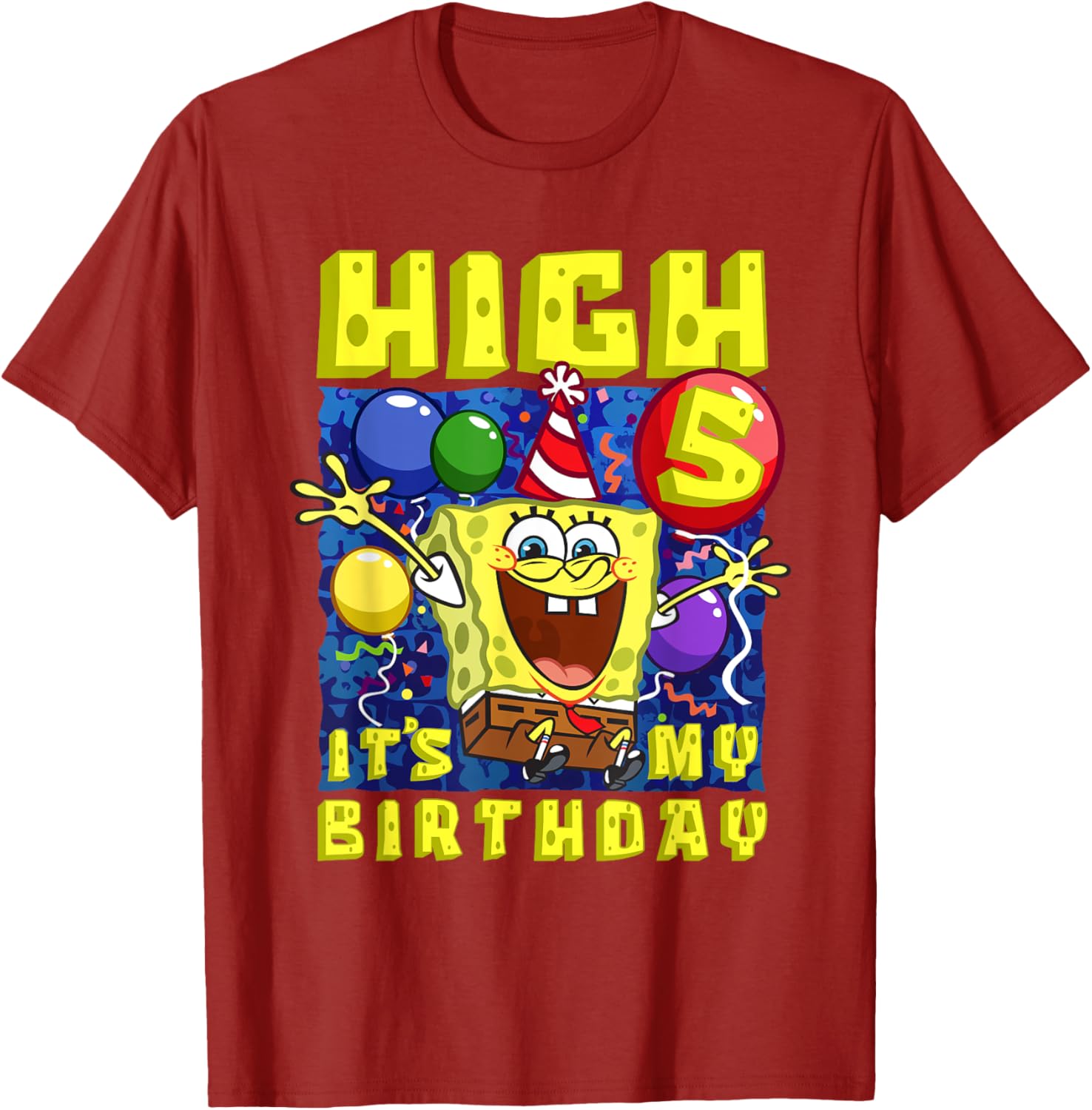 SpongeBob SquarePants Birthday T-Shirt for Boys and Girls Age 5 - 1