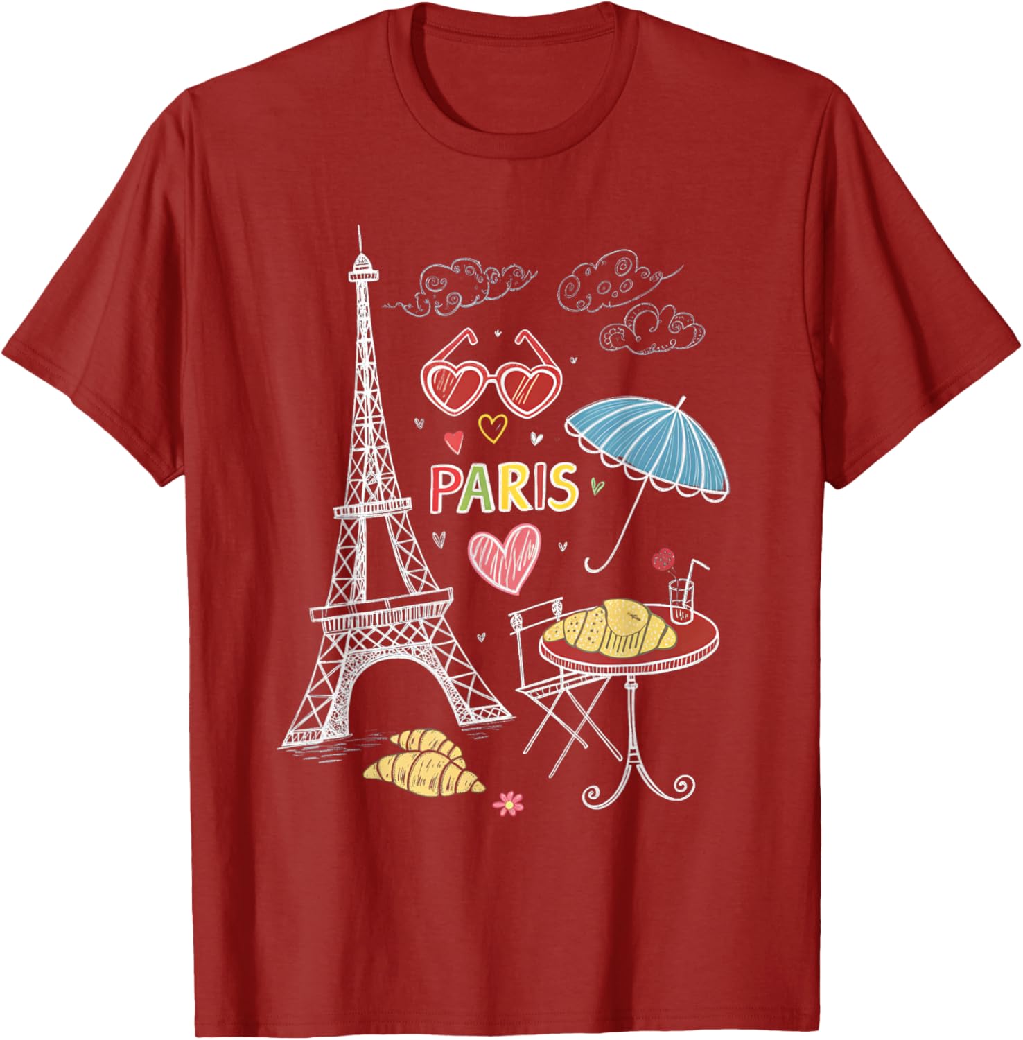 Paris Eiffel Tower Cafe Scene T-Shirt for Girls - Perfect Travel Souvenir - 4