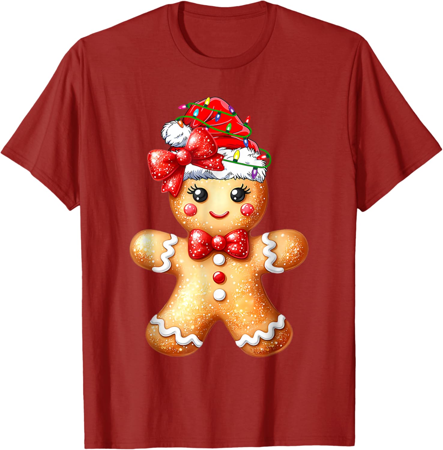 Merry Christmas Gingerbread Santa T-Shirt for Girls and Women - 17