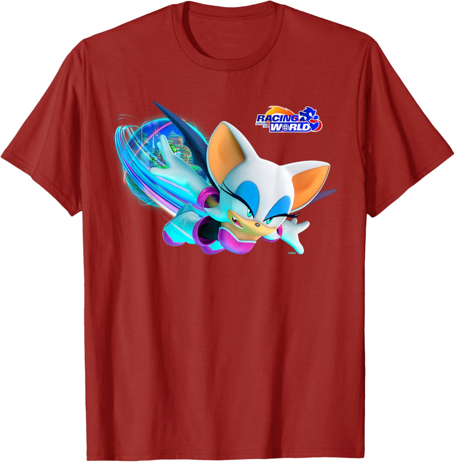 Sonic the Hedgehog Racing Around the World Rouge T-Shirt for Fans - 15