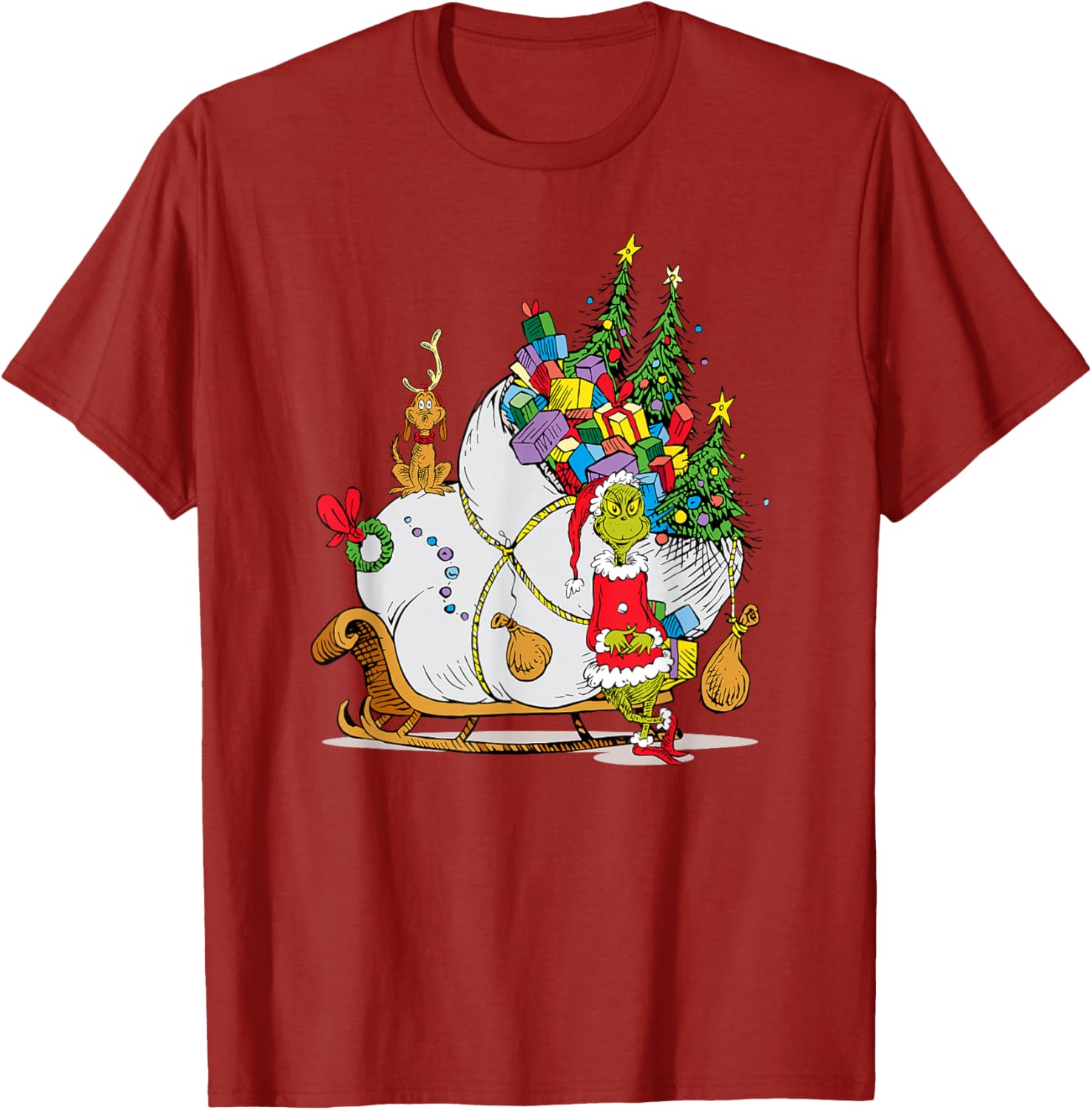 Dr. Seuss Grinch Sleigh T-Shirt - Fun Christmas Apparel for Everyone - 18