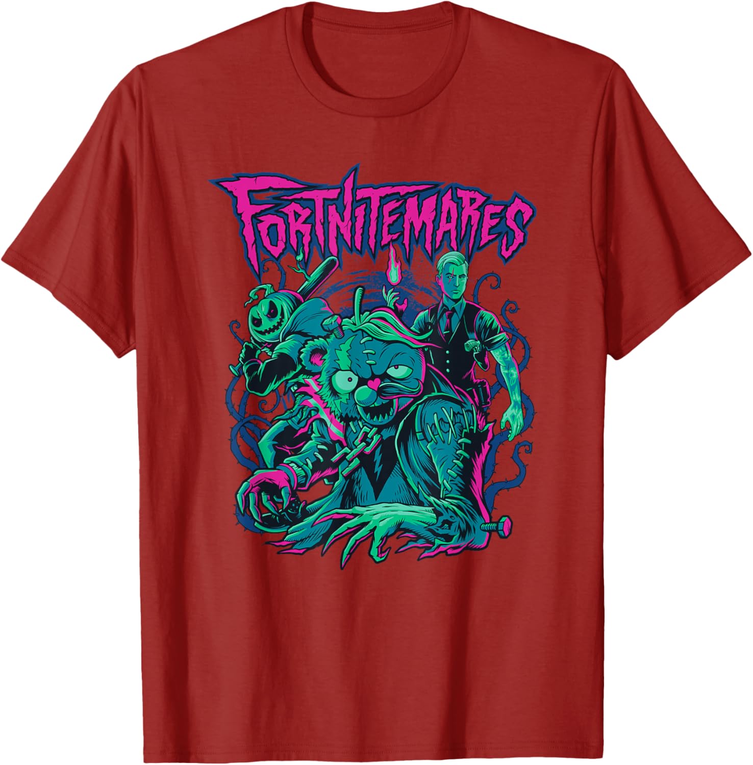 Fortnite Halloween Fortnitemares Retro Horror Group Shot T-Shirt for Fans - 12