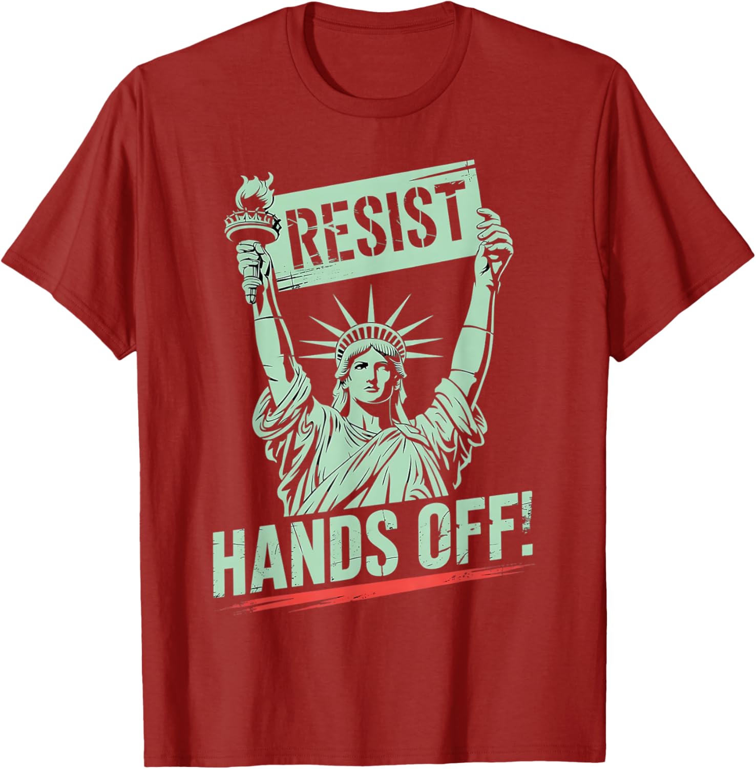 Statue of Liberty Resist Hands Off Graphic T-Shirt for Protest Awareness - 17