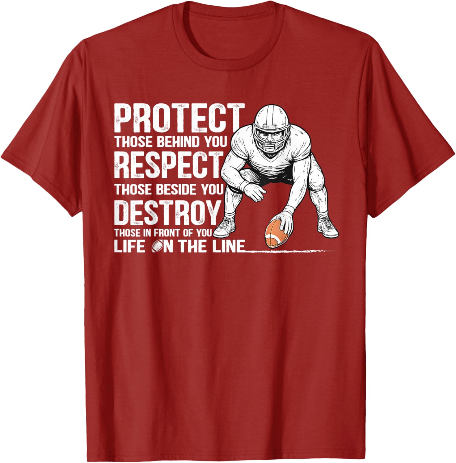 Vintage Protect Respect Destroy Offensive Lineman Football T-Shirt - 7