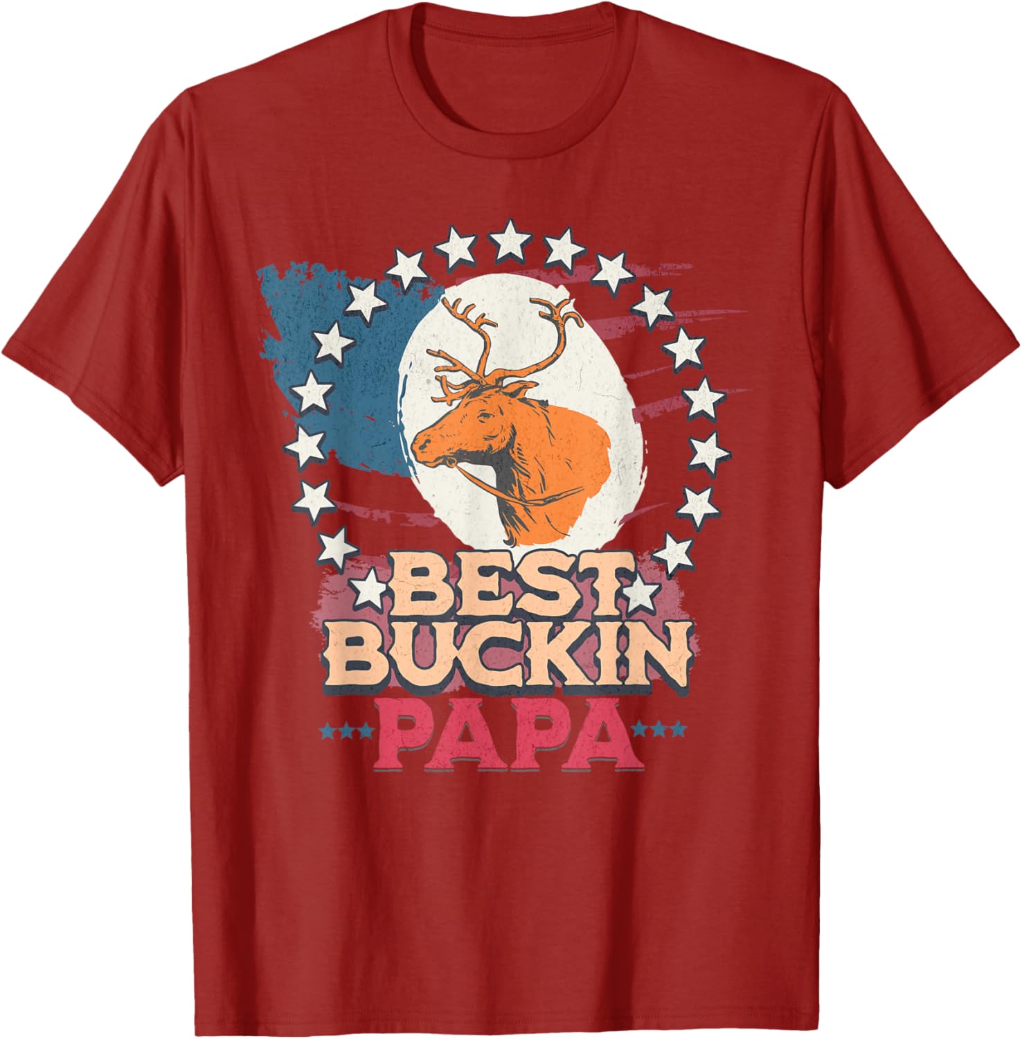Best Bucking Papa American Flag T-Shirt for Fathers Who Love Hunting - 12