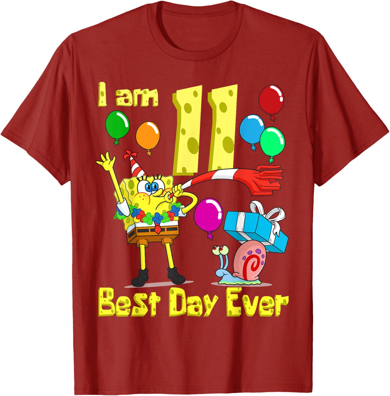 SpongeBob Birthday T-Shirt for 11 Year Olds Fun Party Apparel - 17