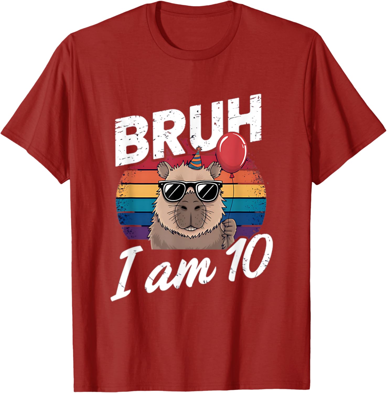 Retro Sunset Capybara T-Shirt for Kids' 10th Birthday Celebration - 8