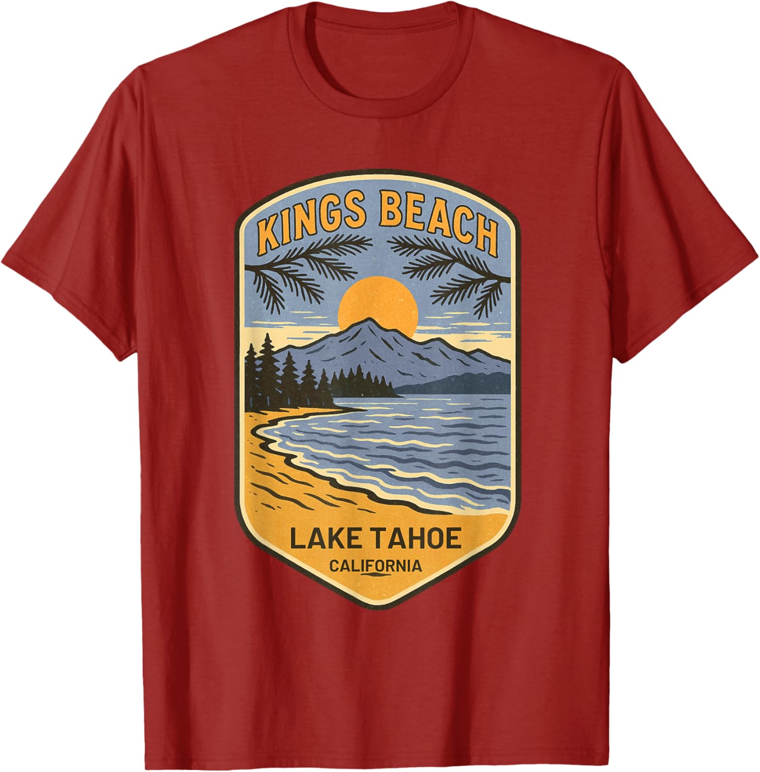 Retro Kings Beach Lake Tahoe T-Shirt Vintage Art Souvenir Apparel - 3