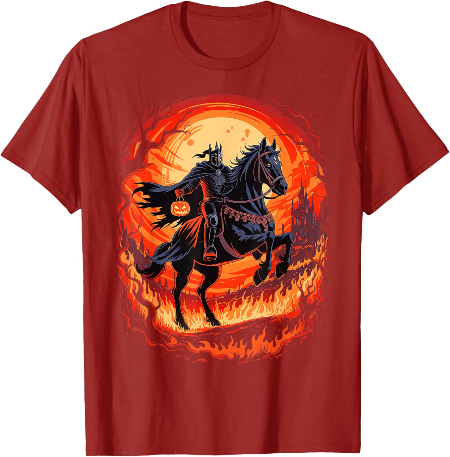 Spooky Pumpkin Headless Horseman Halloween T-Shirt for All Ages - 1