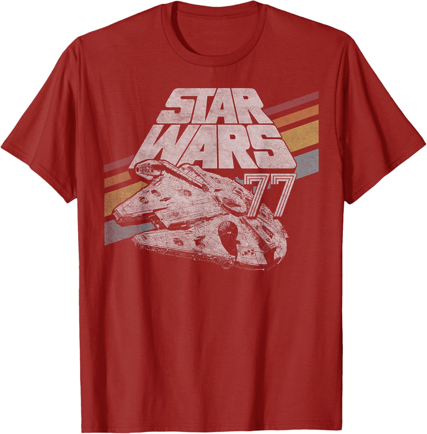 Retro Star Wars Millennium Falcon T-Shirt with Diagonal Stripes for Fans - 7