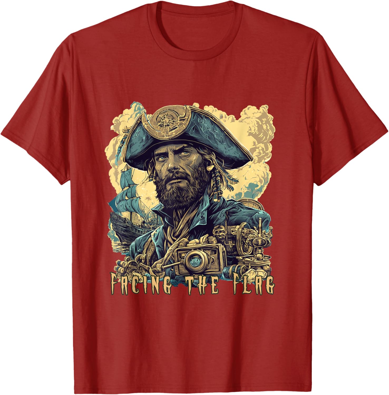 Vintage Jules Verne Sci-Fi T-Shirt Featuring Facing the Flag Design - 5