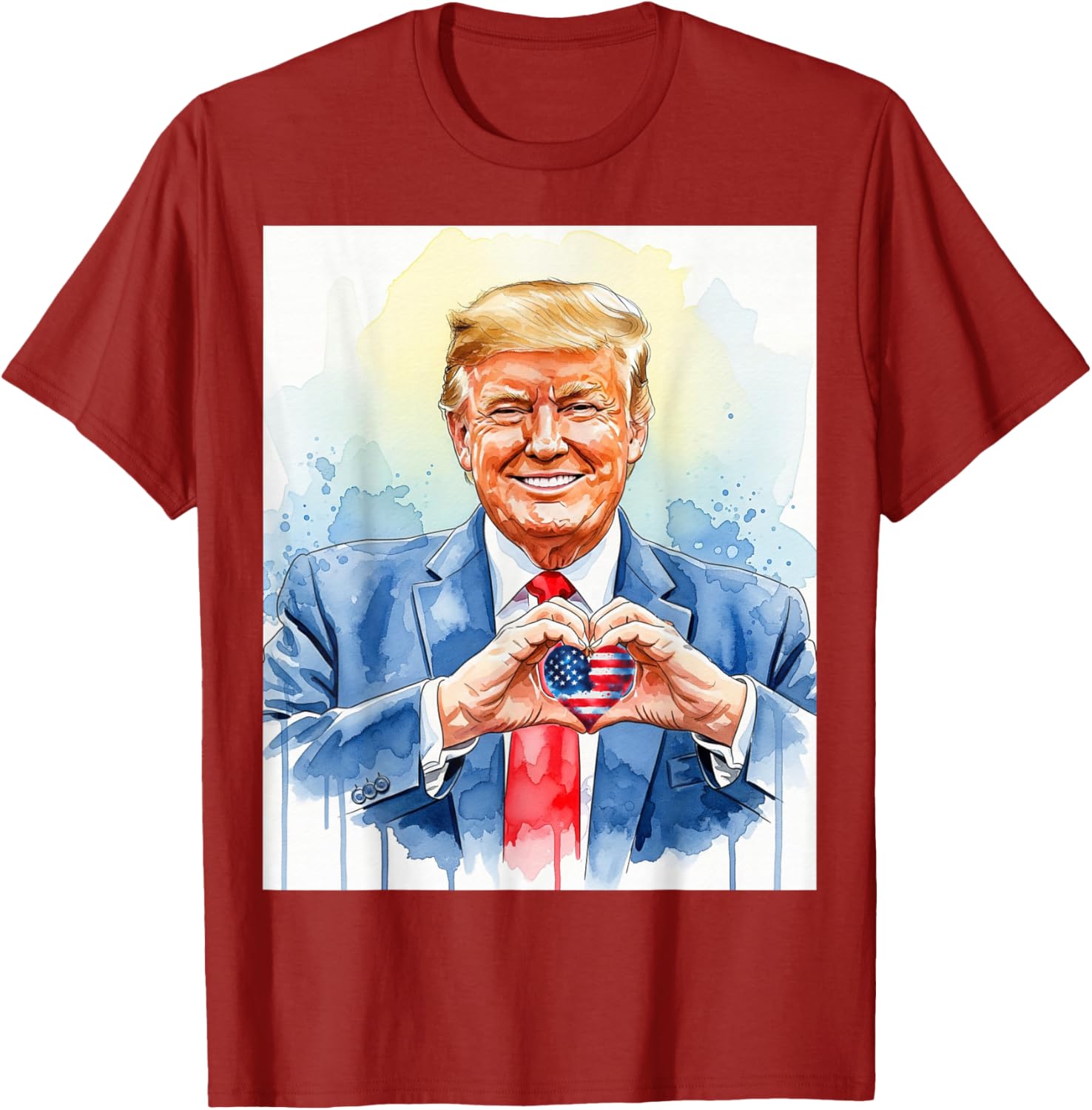 Patriotic Watercolor Trump Heart Hands T-Shirt for Proud Americans - 17