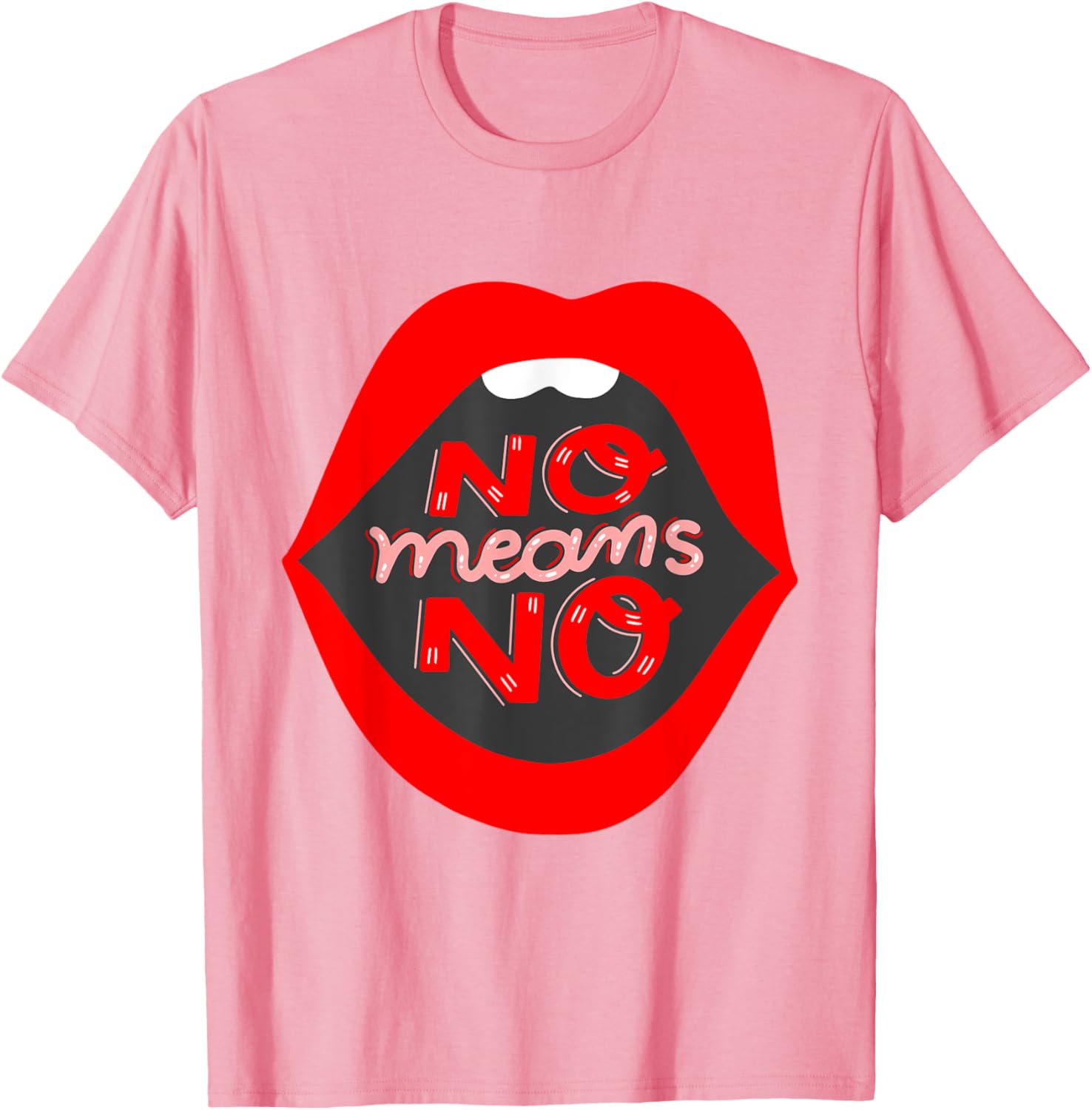Retro Feminist No Means No Consent Pop Art Lips T-Shirt for Awareness - 10