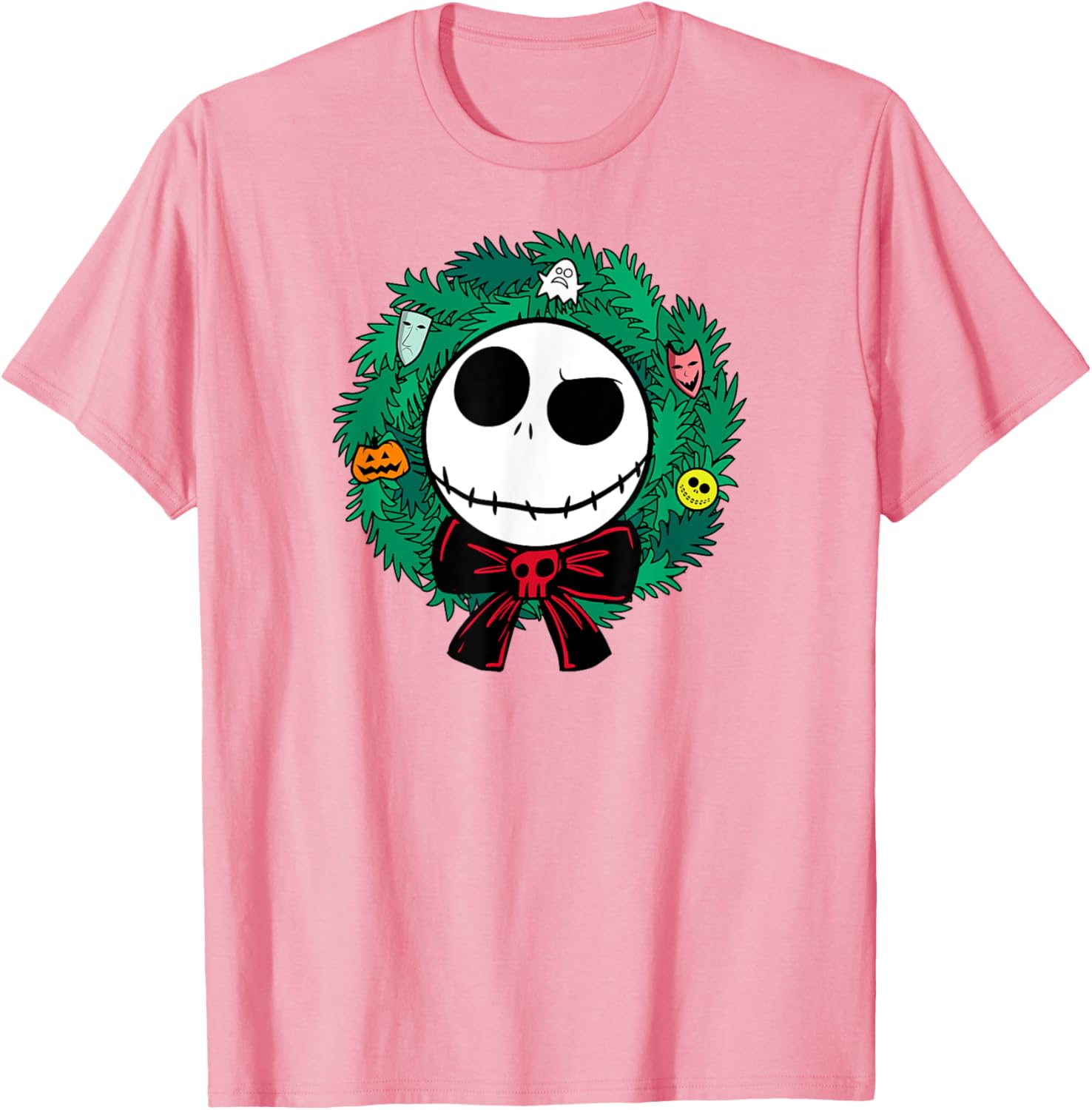 Festive Men's Nightmare Before Christmas Blue Wreath T-Shirt, Small - 1