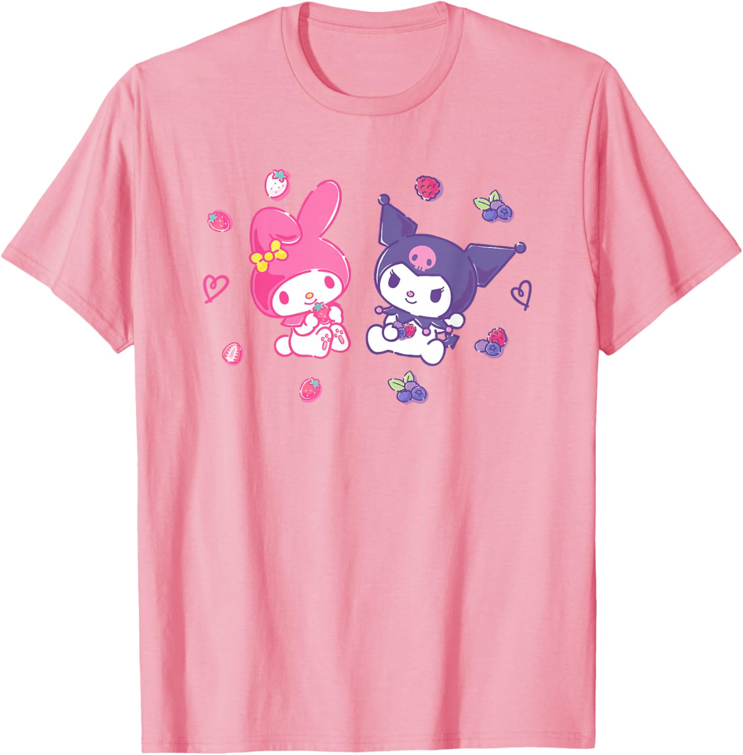 Sanrio Kuromi and My Melody Berry T-Shirt for Kids, Small Black Design - 17