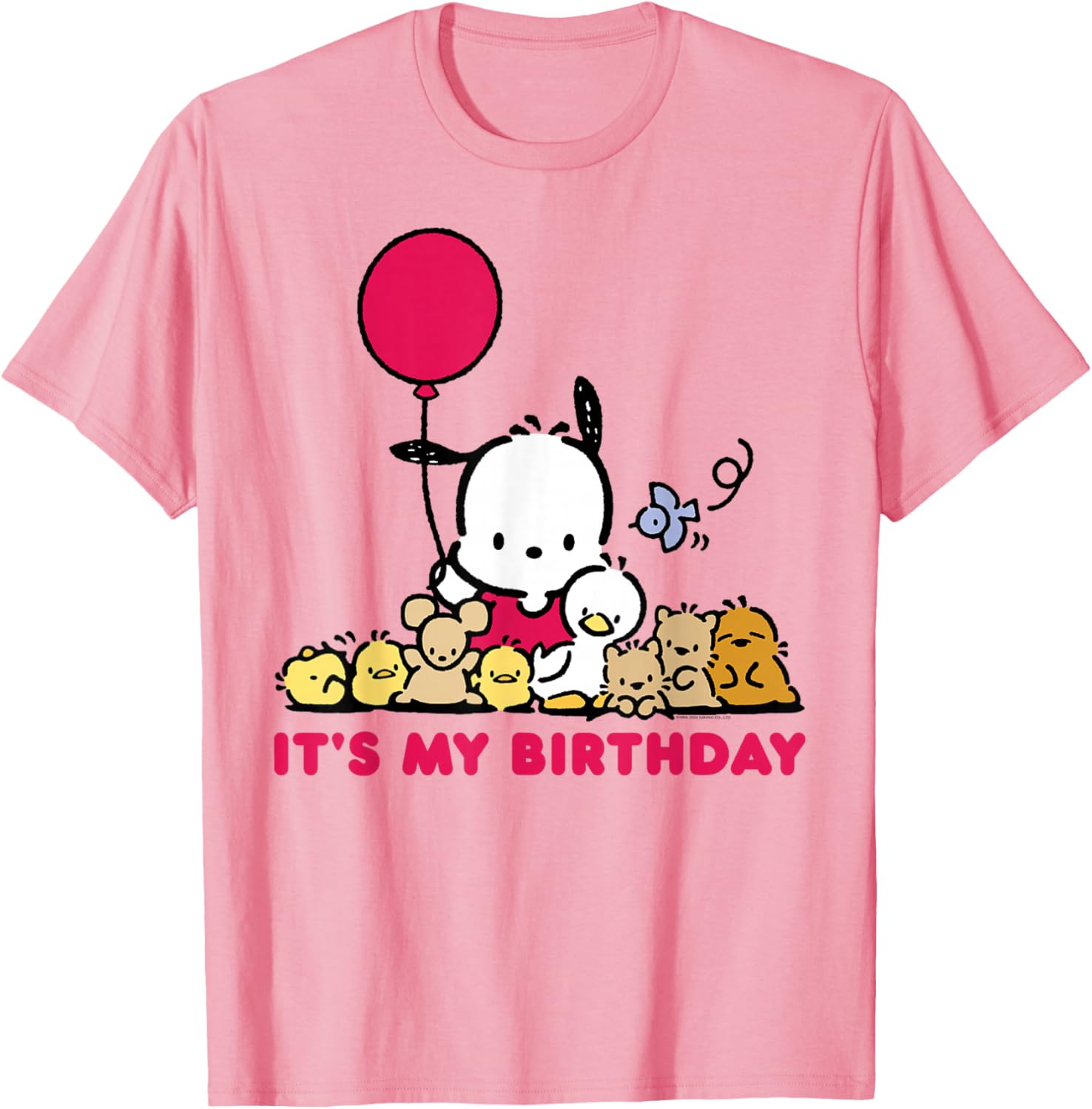 Pochacco Birthday T-Shirt for Adults, Grey Short Sleeve Classic Fit - 6