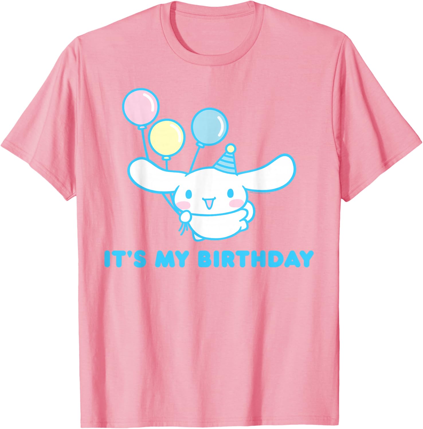 Sanrio Cinnamoroll Birthday T-Shirt for Adults - Blue Crew Neck Short Sleeve - 3