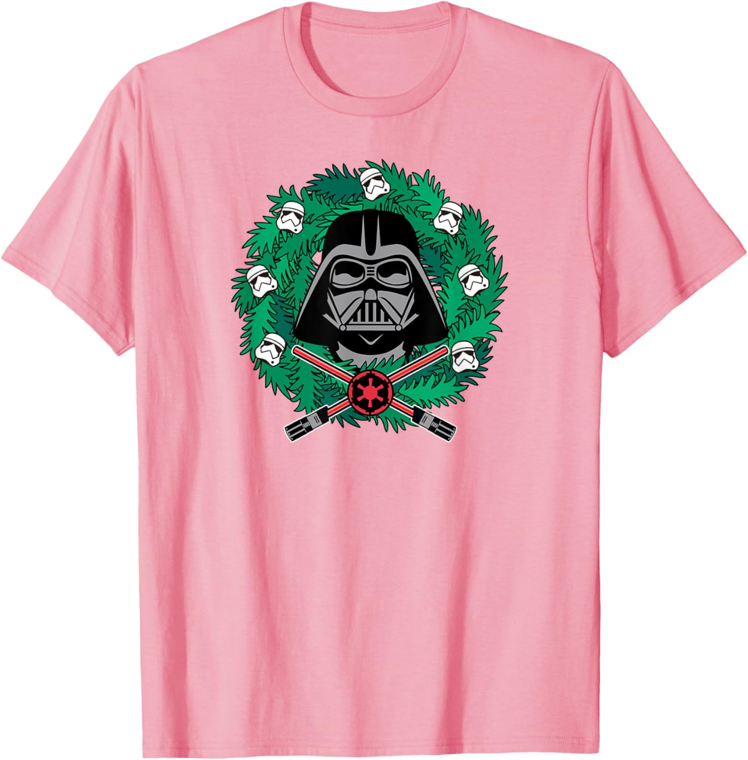 Amazon Essentials Men's Darth Vader Wreath T-Shirt for Christmas Fun - 1
