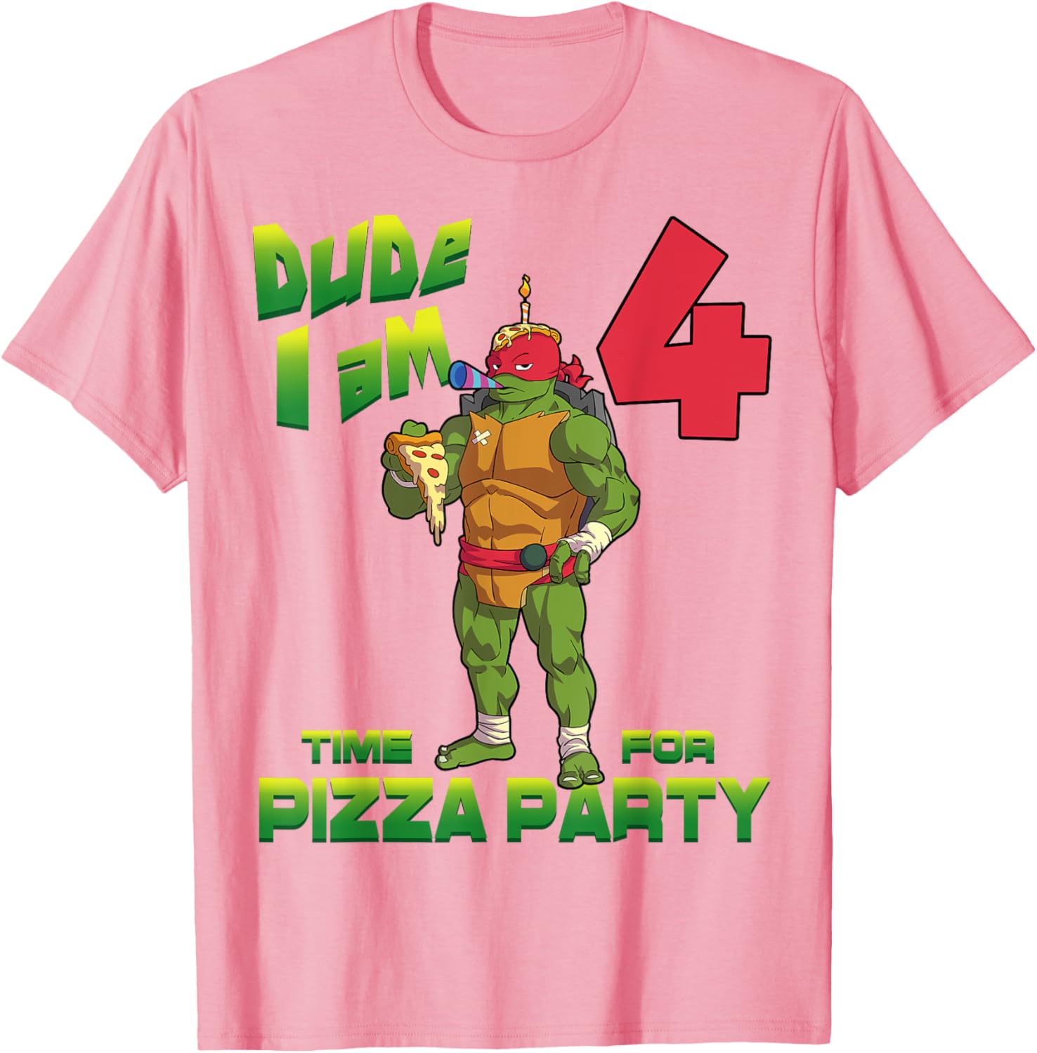 TMNT Raph Pizza Birthday Party T-Shirt for 4 Year Olds - Fun Kid's Clothing - 6