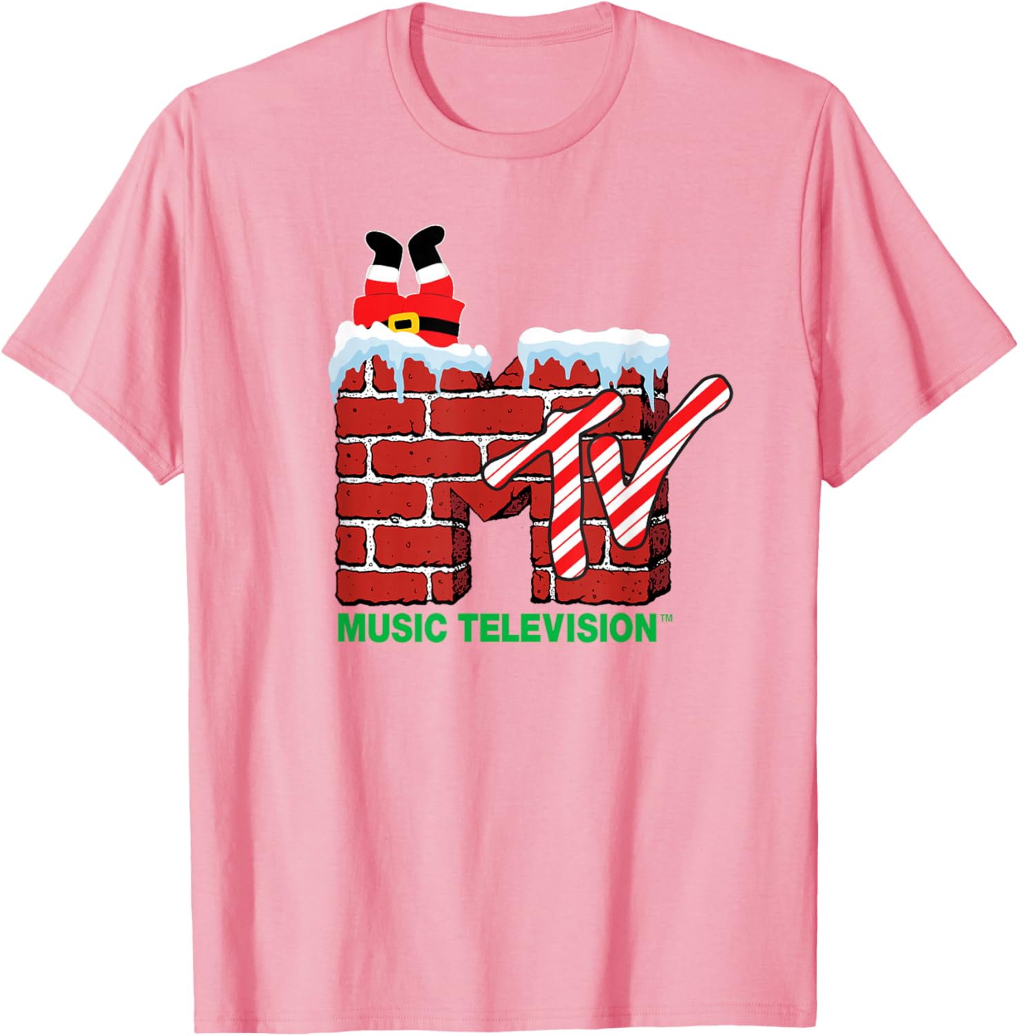 MTV Christmas Santa Claus Chimney Vintage T-Shirt for Holiday Cheer - 17